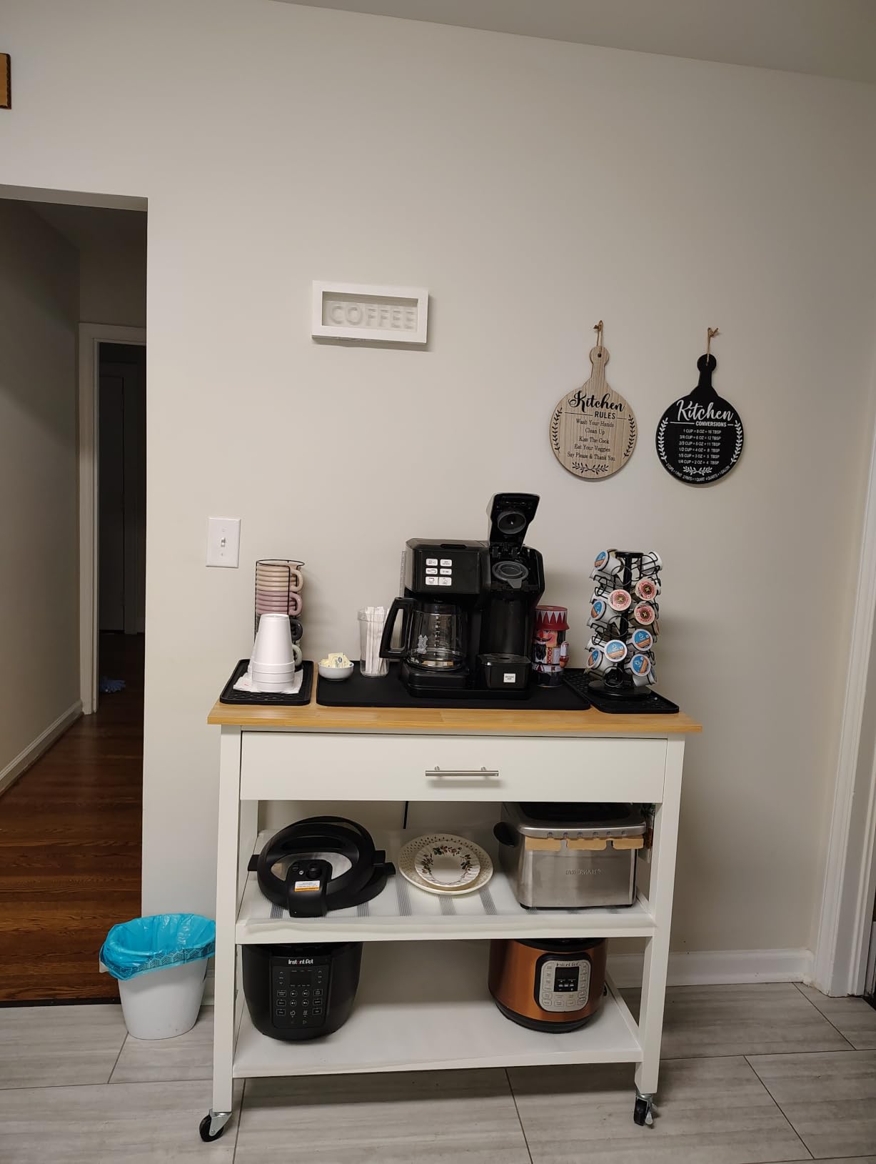 Shintenchi Kitchen Island with Folding Drop Leaf, Rolling Island Table with Storage, Kitchen Cabinet on Wheels with Seating Area for Kitchen, Bar Cart with Cabinet, Black customer photo 1