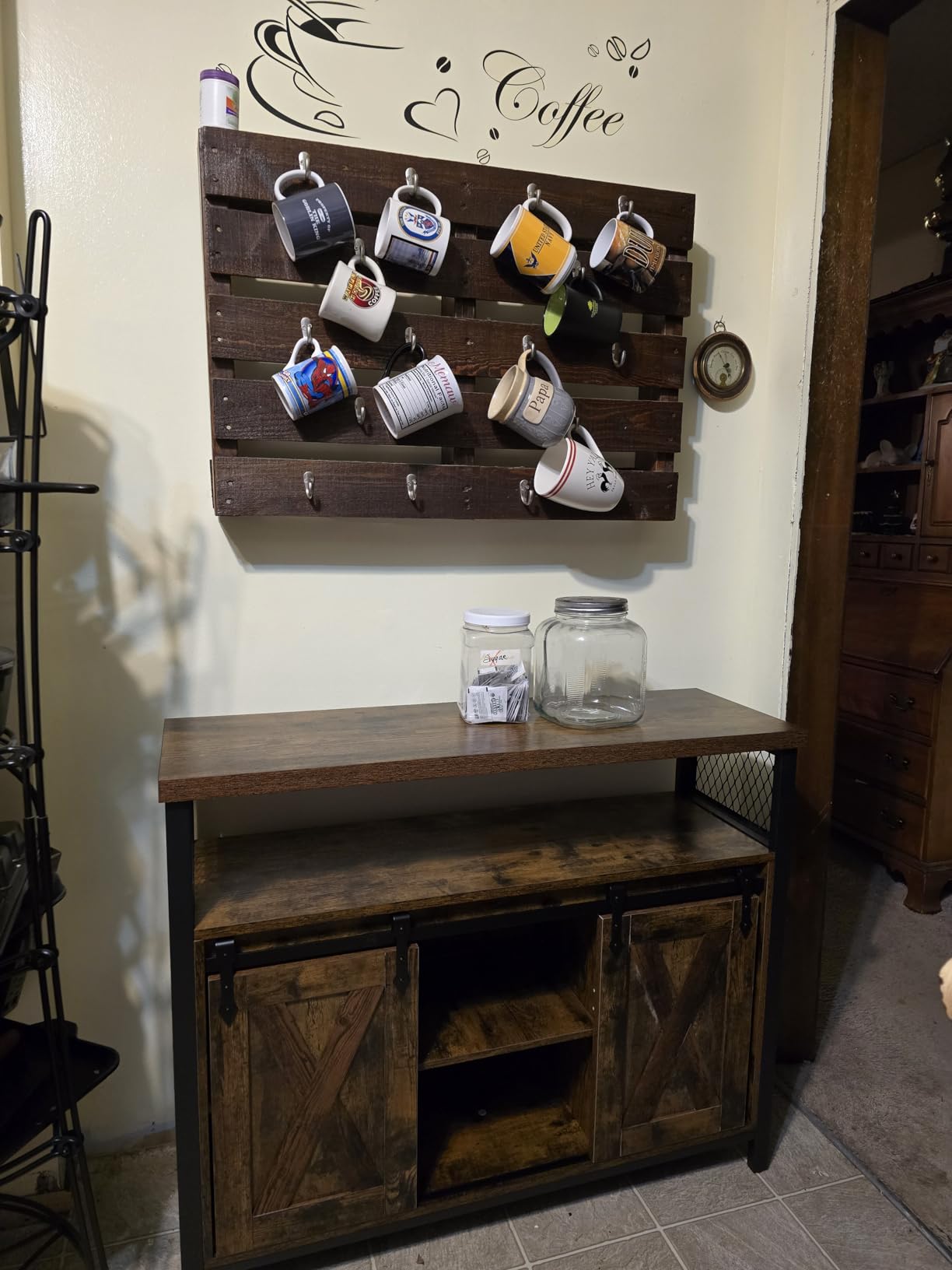 VASAGLE Buffet Cabinet, Coffee Bar with 1 Sliding Barn Door customer photo 2