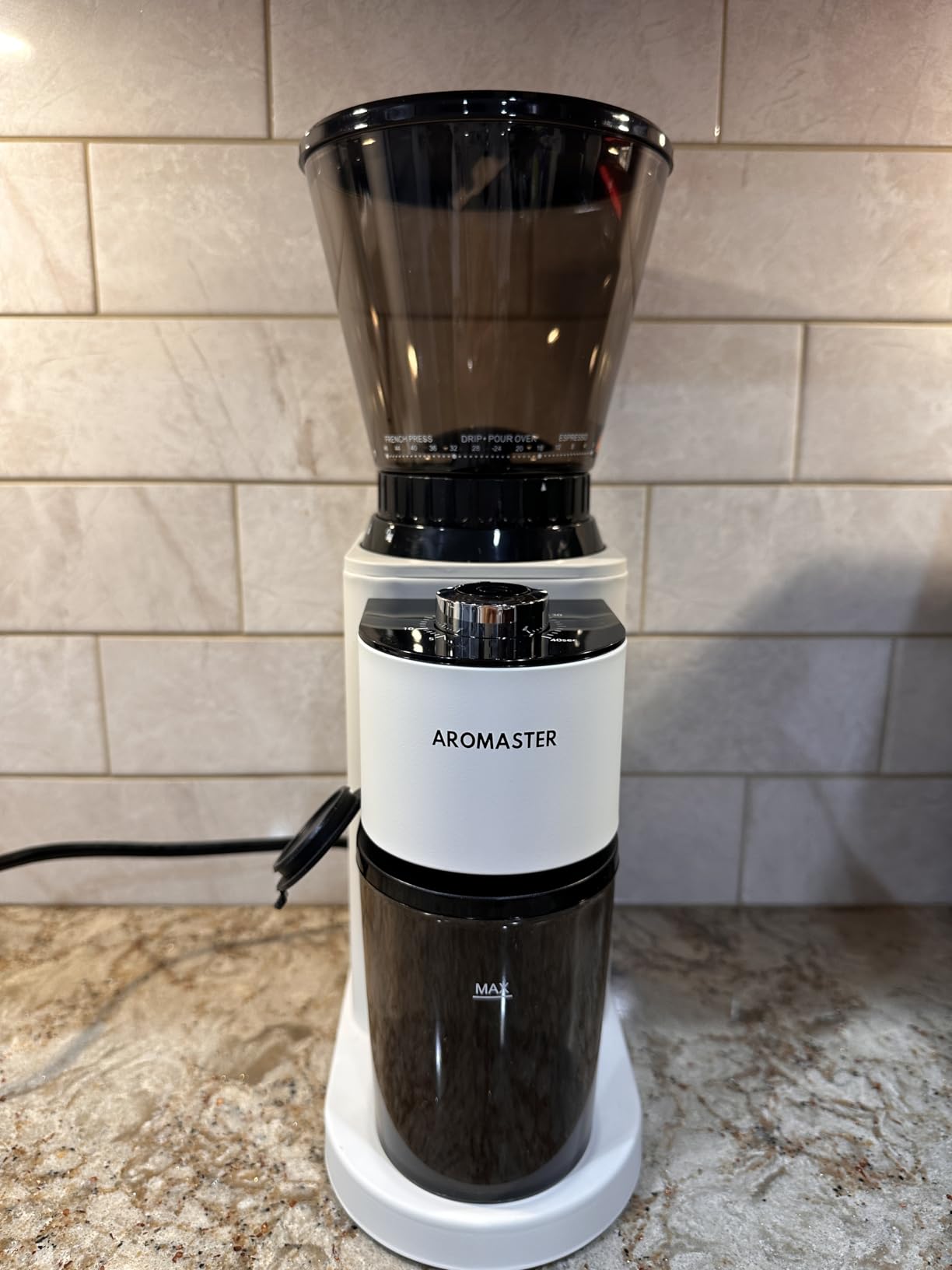 Aromaster Conical Coffee Bean Grinder, 48 Settings, Anti-Static, Sliver customer photo 1