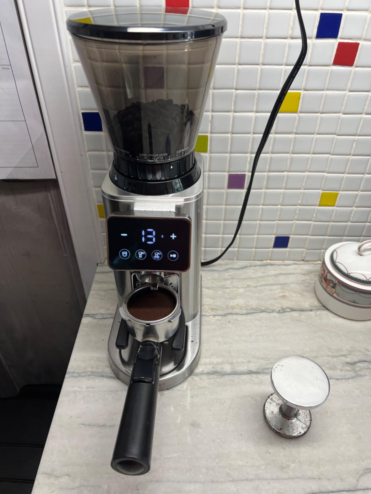 AMZCHEF 64mm Flat Burr Coffee Grinder, Espresso Grinder, 90 Grind Settings customer photo 1
