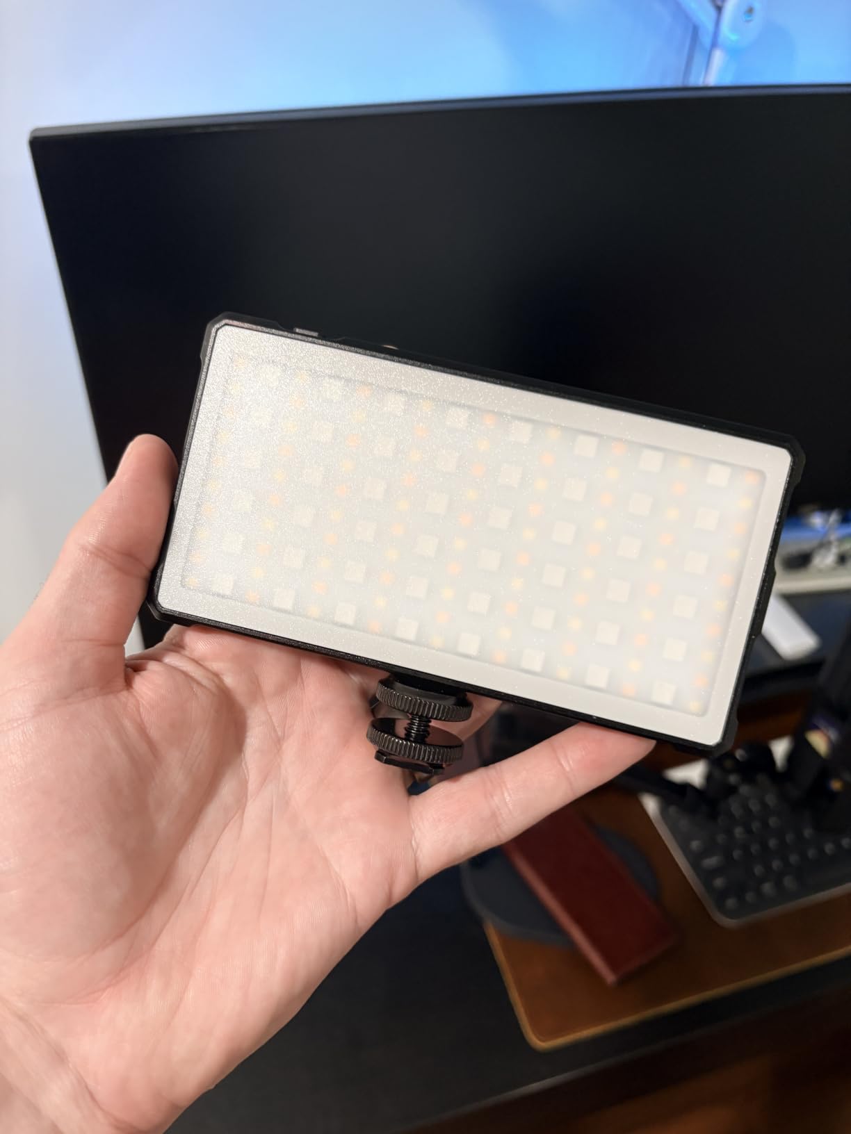 NEEWER Basics RGB Video Light, 9W 2700K-7500K Portable Full RGB Colors 17 Scenes CRI97, 4000mAh Rechargeable Metal Small LED Camera Panel Lighting for DSLR Tripod Streaming Video Recording, SL90C customer photo 1