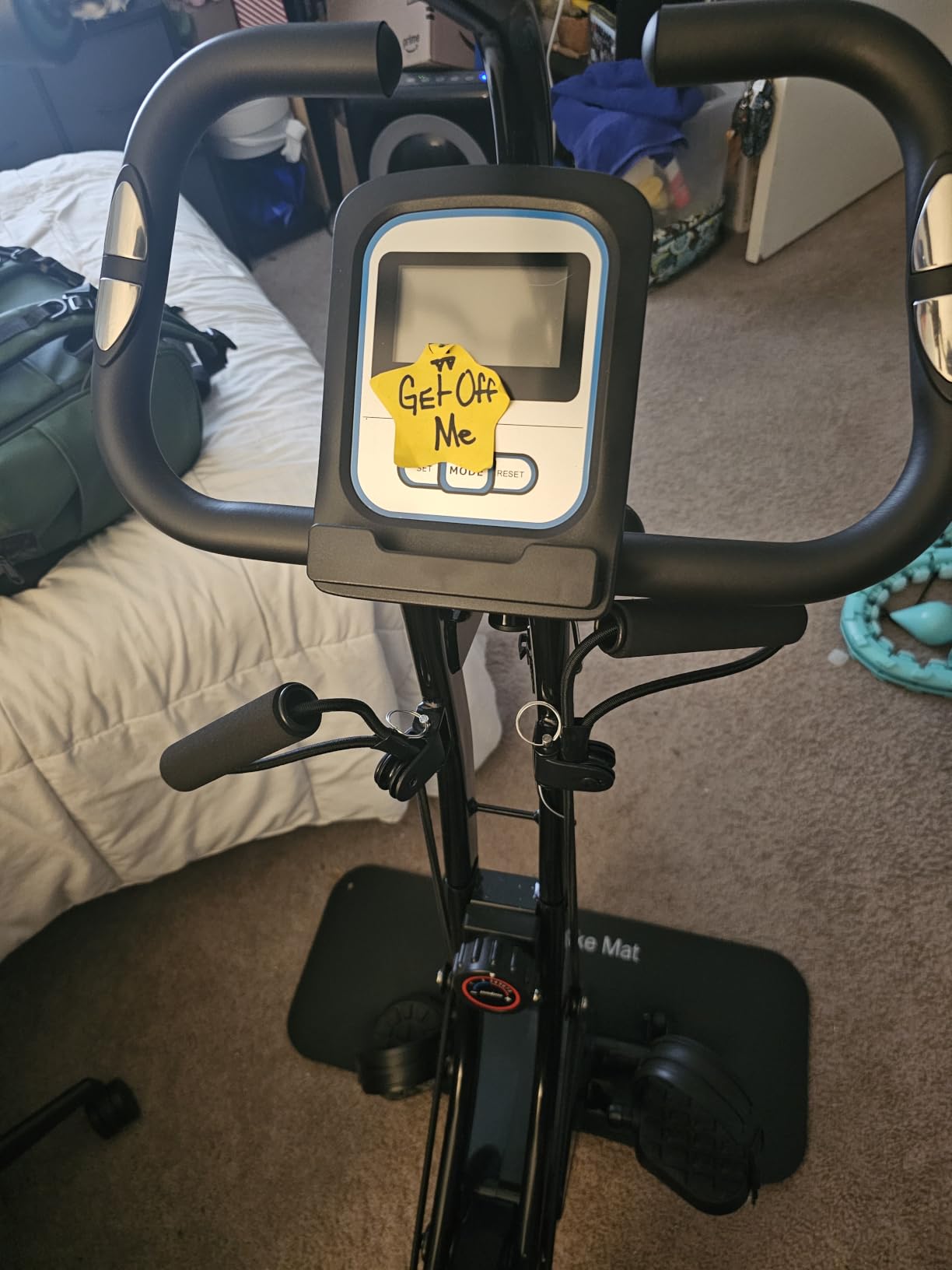 pooboo Folding Magnetic X‑Bike, Upright Exercise Bike for Home Gym customer photo 2
