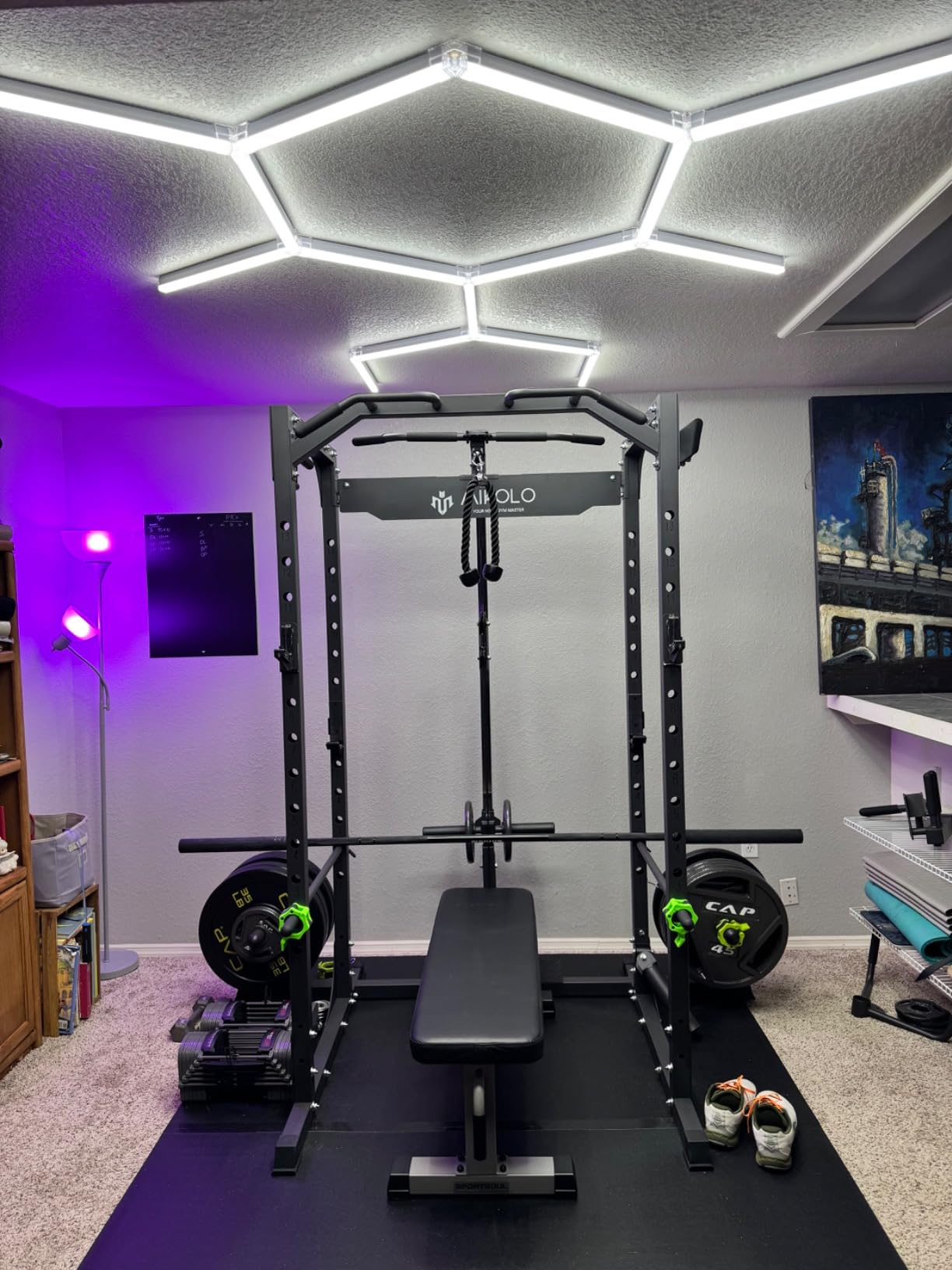 Mikolo F4 2.0 Power Cage with Dual-Track Smooth Pulley System, 1200LBS Power Rack with Leg Hold-Down for Heavy LAT Pulldowns customer photo 2