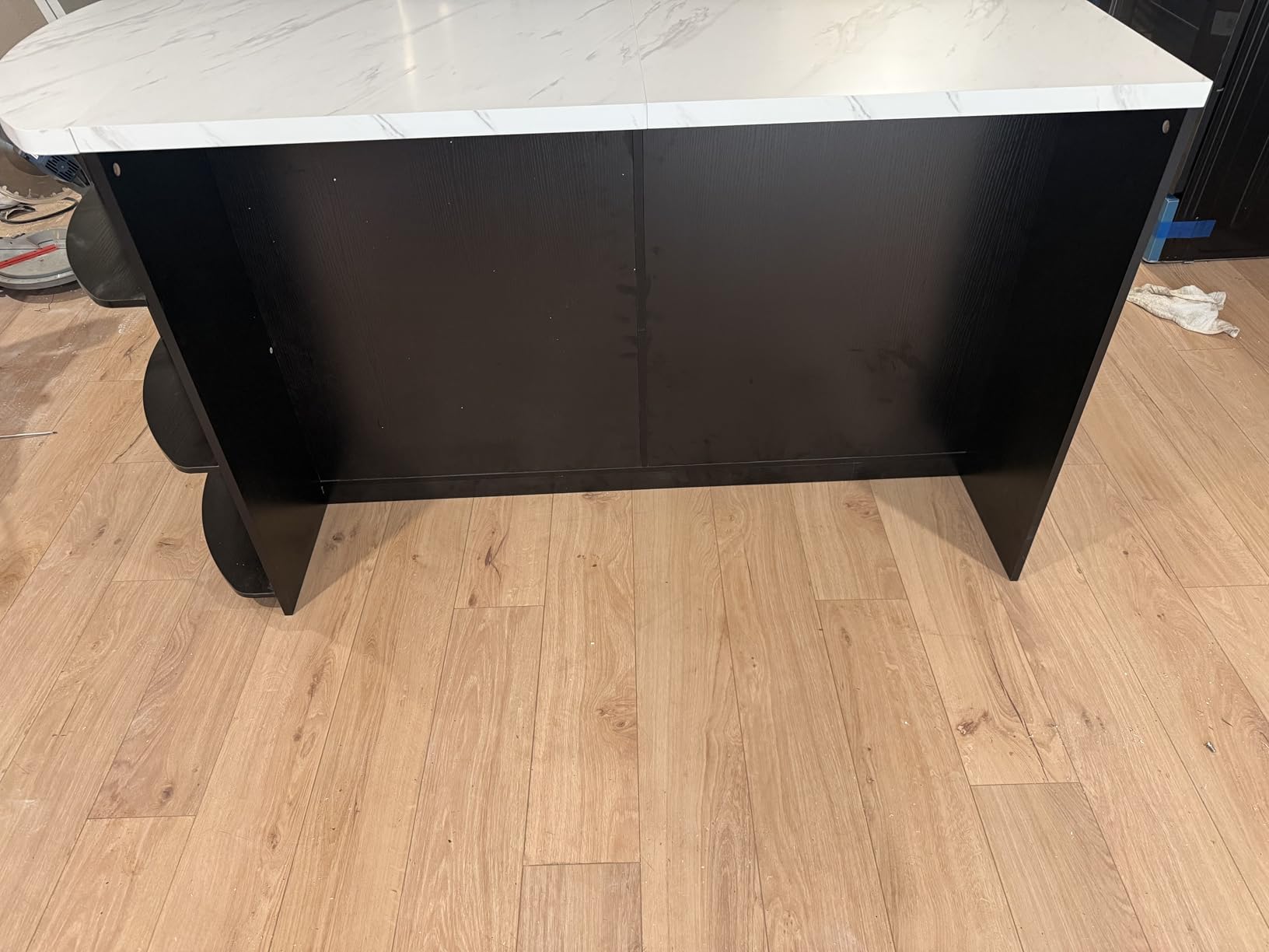 HSH 63 Inch Large Kitchen Island with Storage and Seating, Rustic Brown customer photo 1