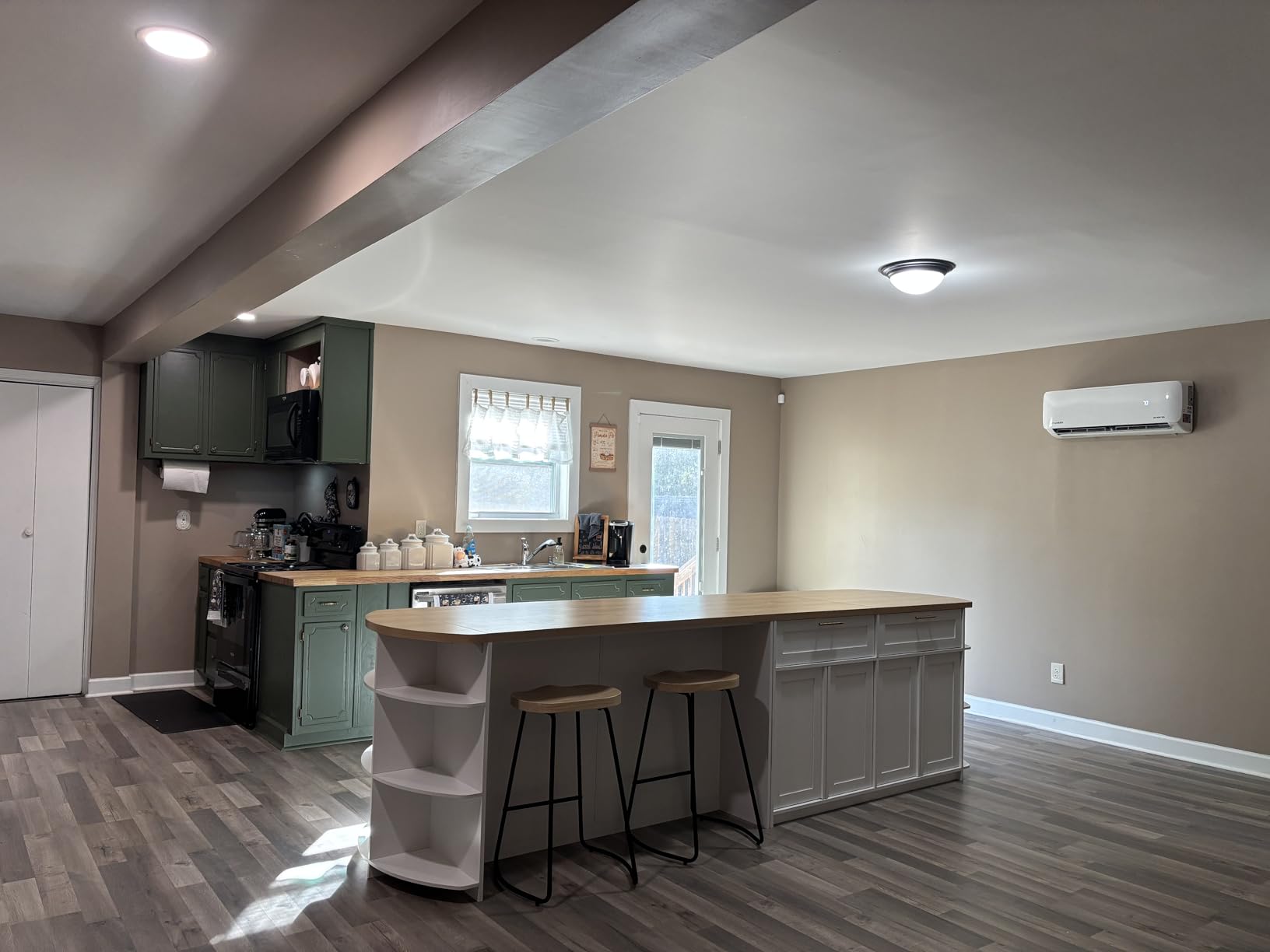 HSH 63 Inch Large Kitchen Island with Storage and Seating, Rustic Brown customer photo 2