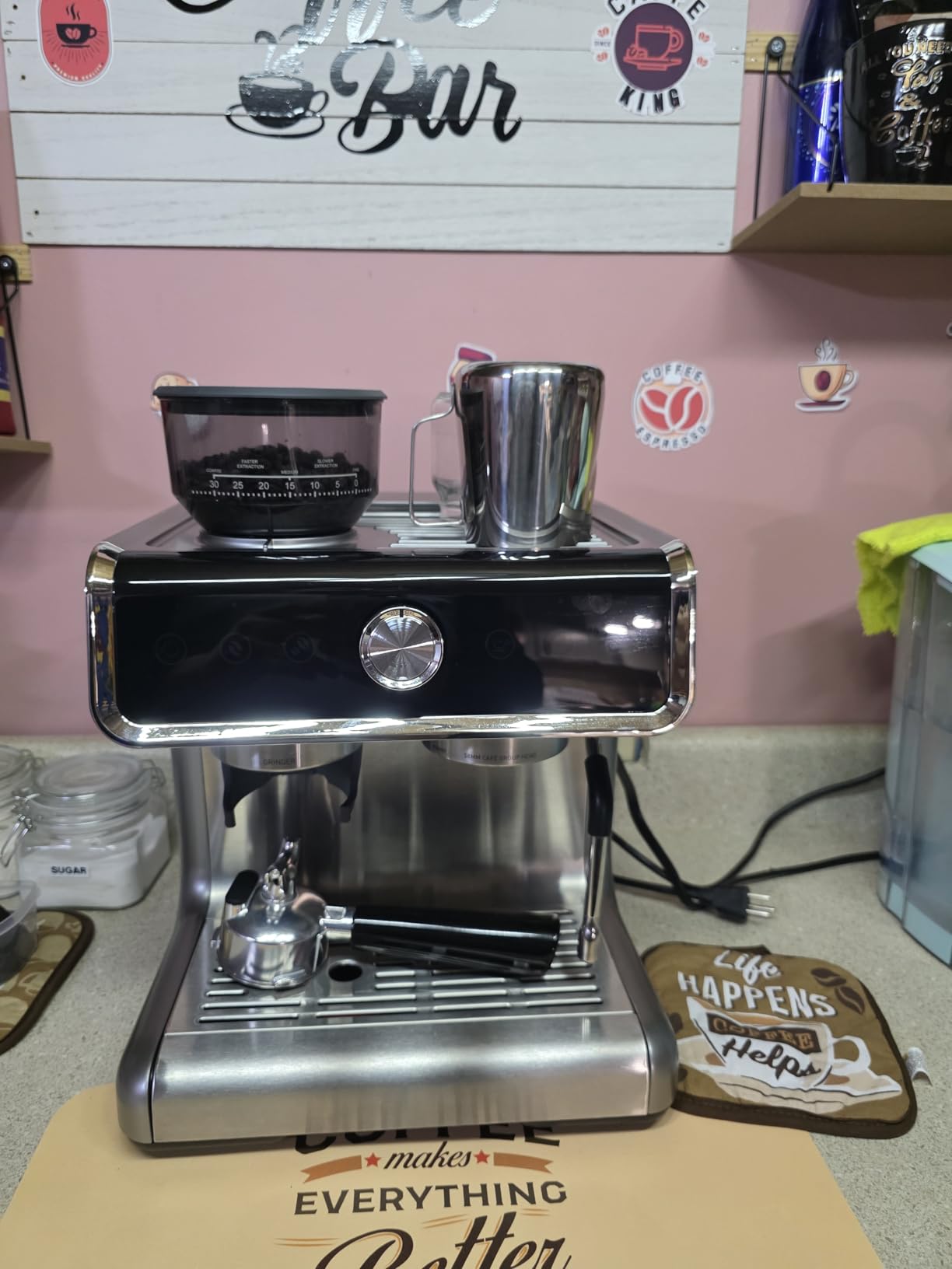 EUHOMY Automatic Espresso Machine with Built-in Grinder and Milk Frother customer photo 1