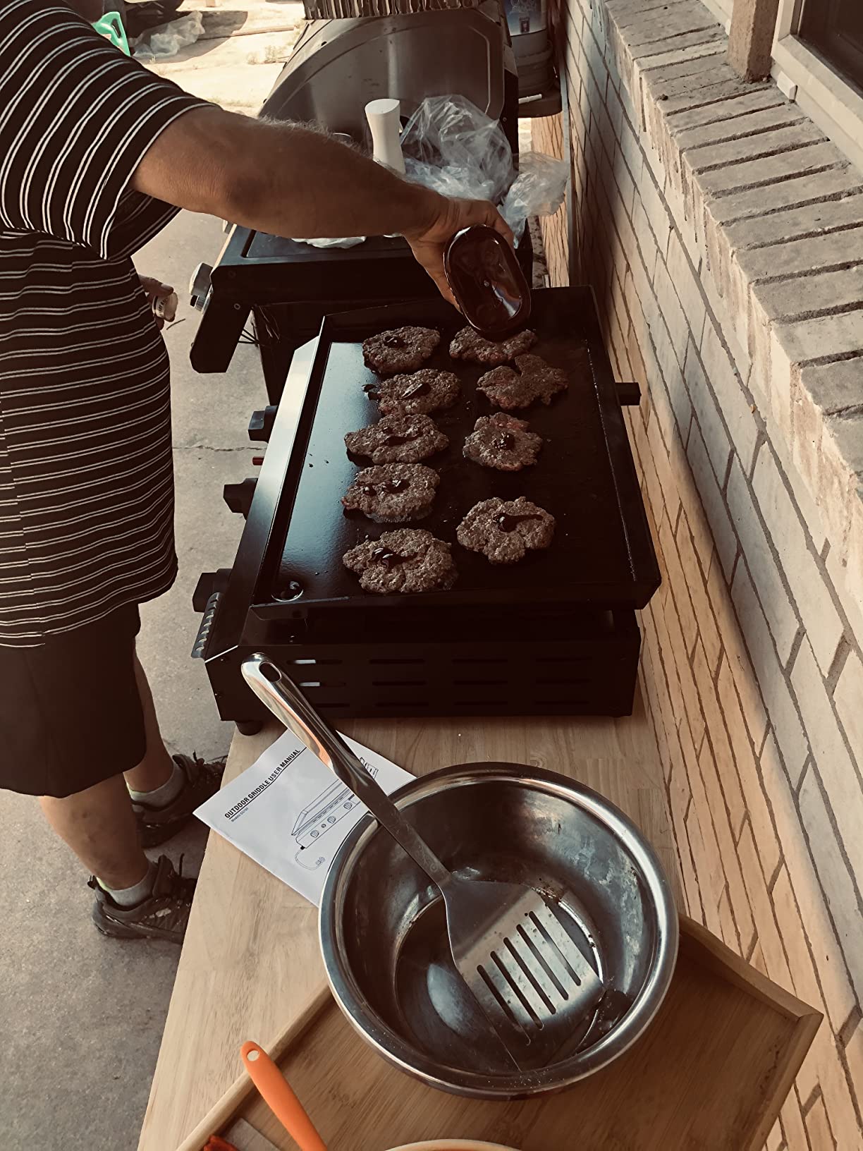SKOK Tabletop 3-Burner Propane Gas Grill Griddle Combo with View Window customer photo 2
