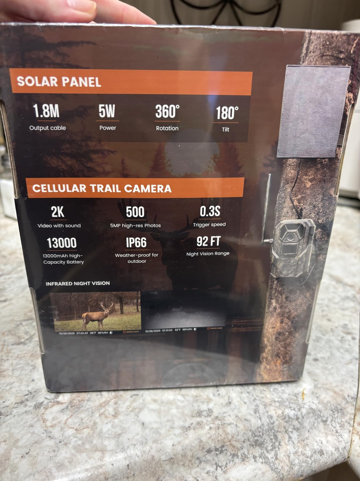 MagicEagle® Cellular Trail Camera 4G Wild Game Cameras 13,000 mAh Battery Solar Panel 2K Audible Video No-Glow IR Night Vision IP66 Waterproof for Wildlife Deer Monitoring Home Security (Army Green) customer photo 1