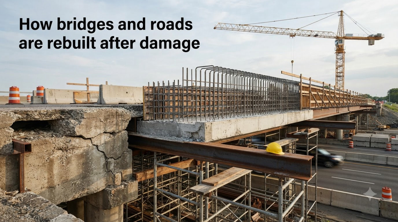 How bridges and roads are rebuilt after damage