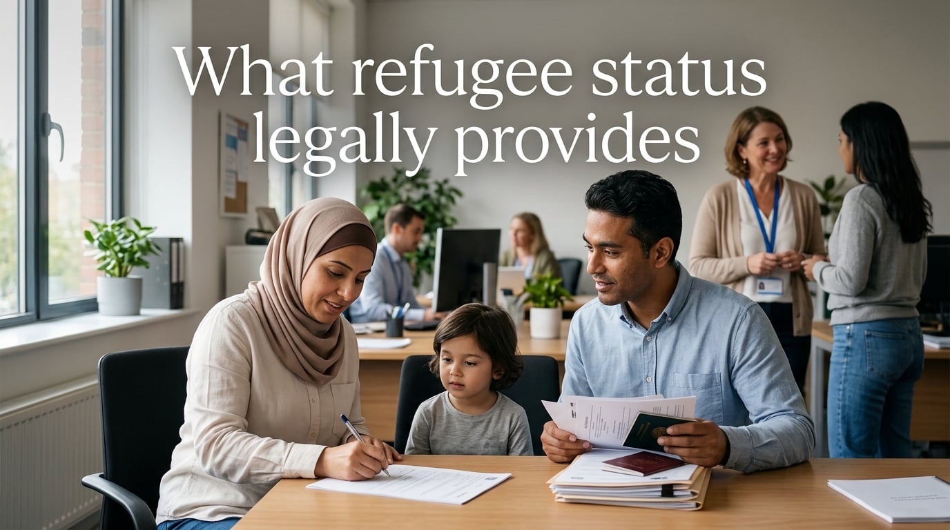 What refugee status legally provides