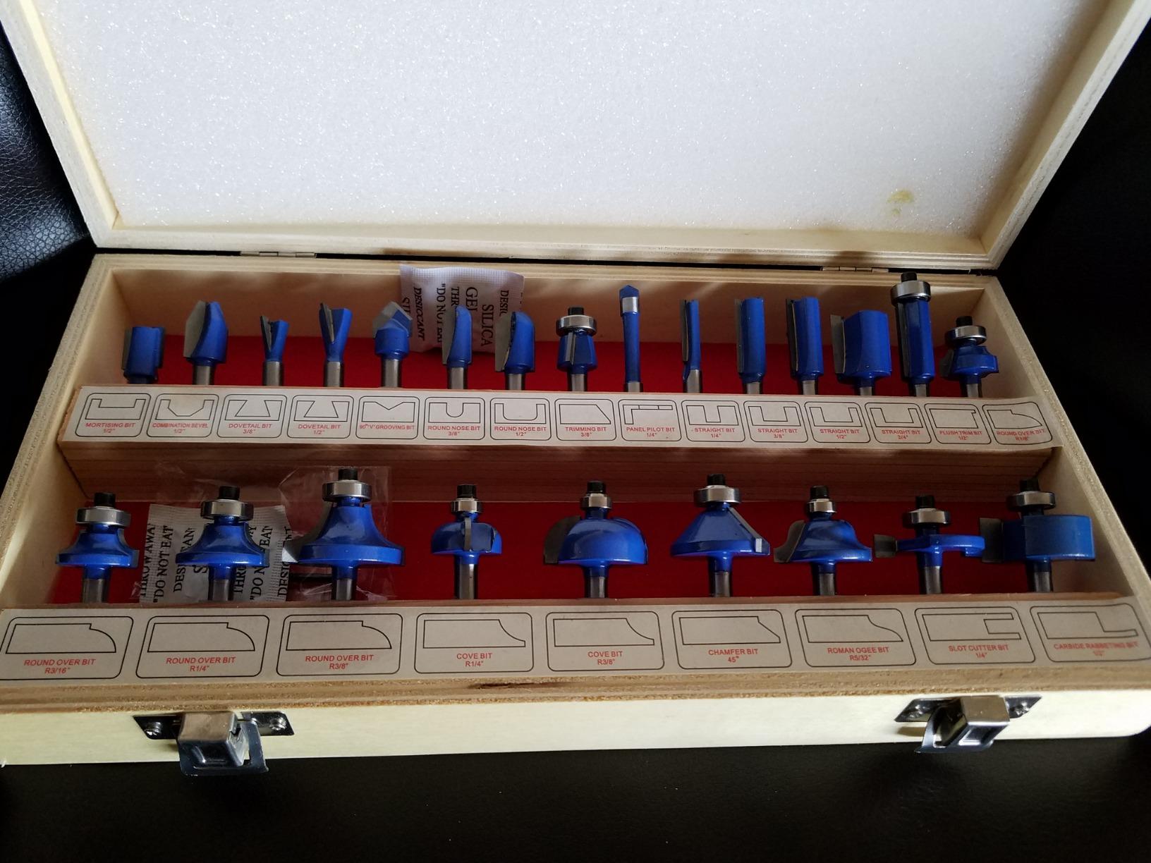 24-Piece Router Bit Set - Wood Routers Kit with 0.25-Inch Shank and Wooden Storage Case - Woodworking Tools for Home Improvements and DIY by Stalwart customer photo 1