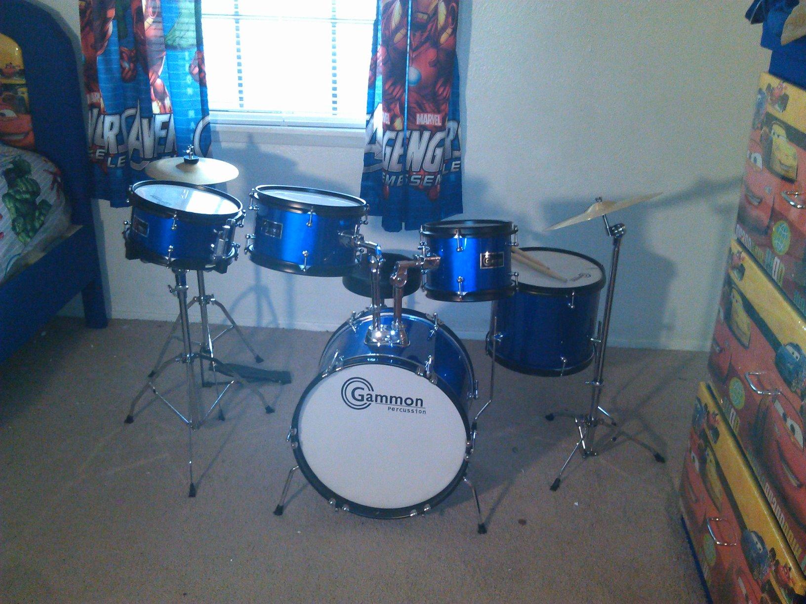 Gammon Percussion 5-Piece Kids Drum Set, Complete Junior Drum Kit with Cymbals, Hardware, Sticks, & Throne - Black customer photo 1