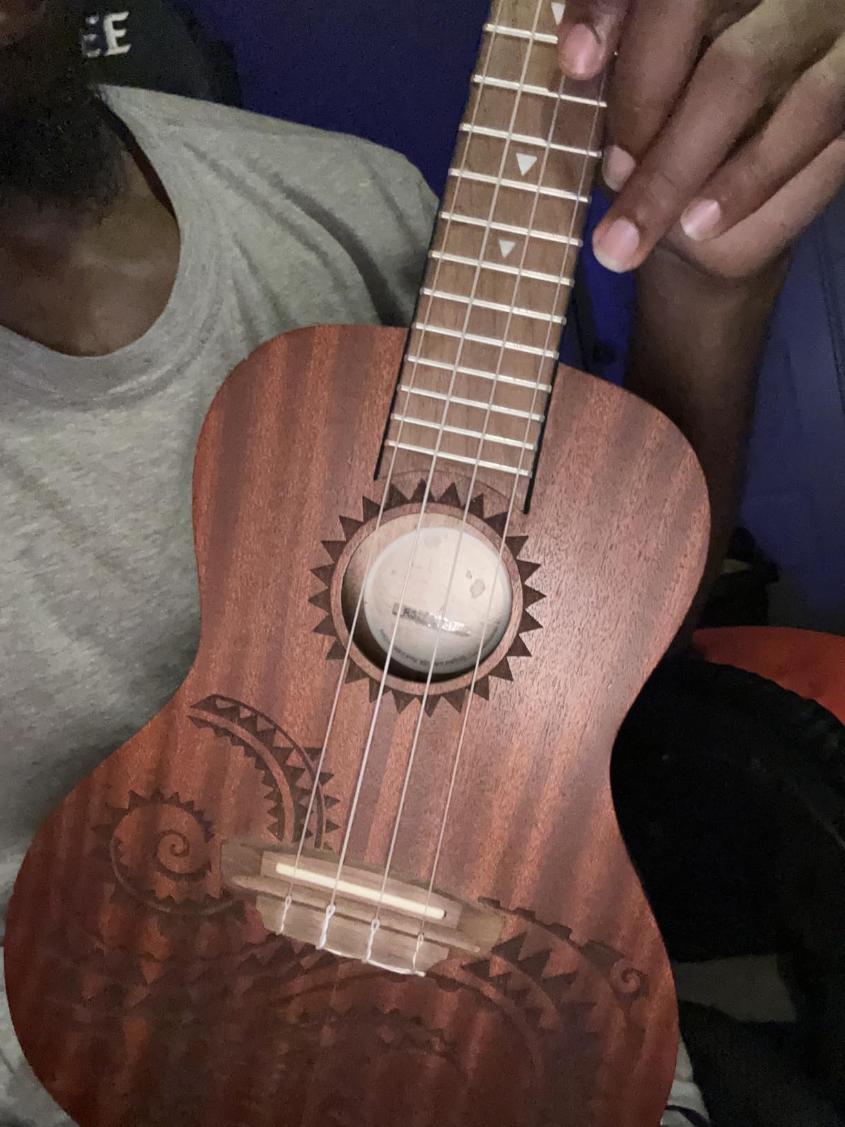 Luna Tattoo Concert Mahogany Ukulele with Gig Bag, Satin Natural customer photo 1