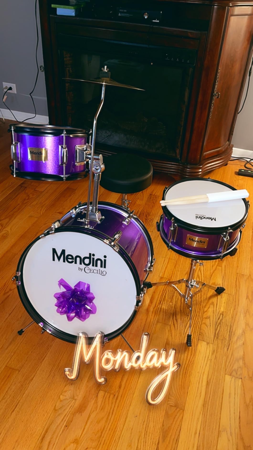 Mendini By Cecilio 13 Inch Drum Set, 3-Piece Junior Drum Set - Sky Blue customer photo 2