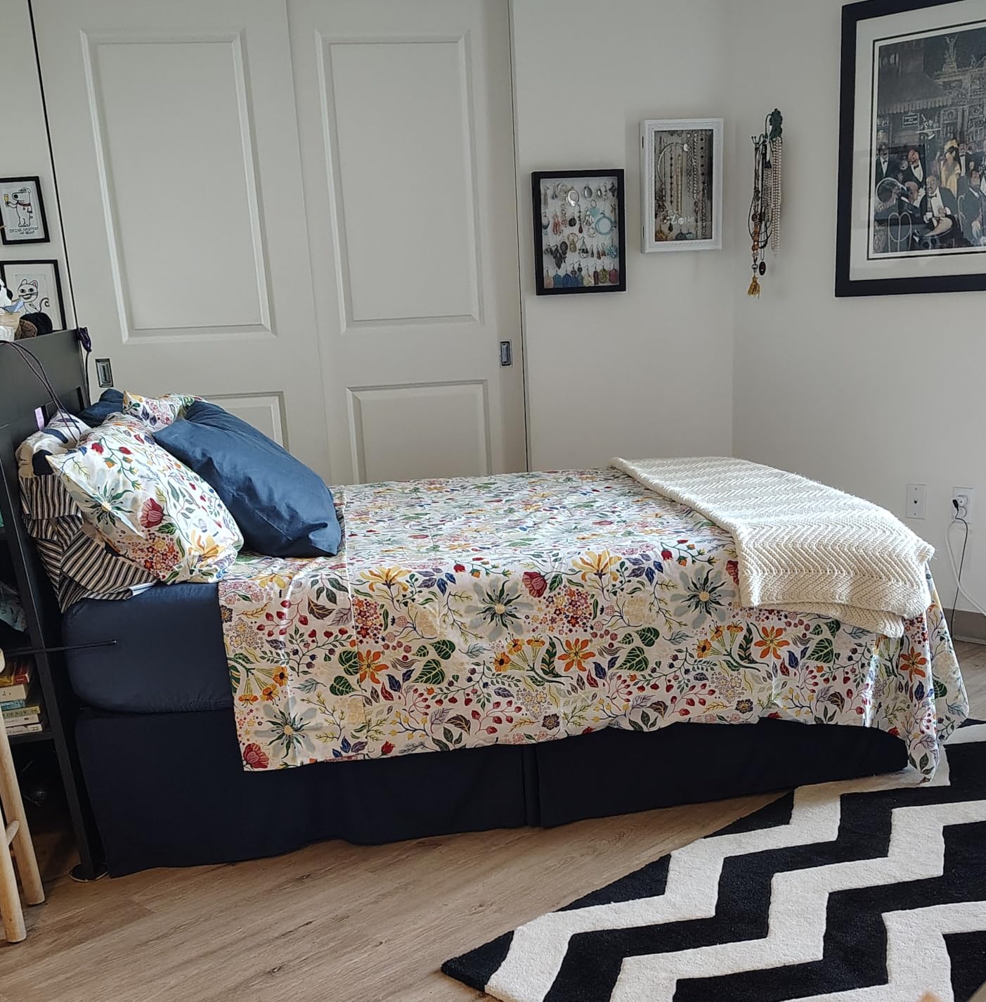 Queen Size Pleated Bed Skirt, Hides Under-Bed Storage 16 Inch Drop, White customer photo 2