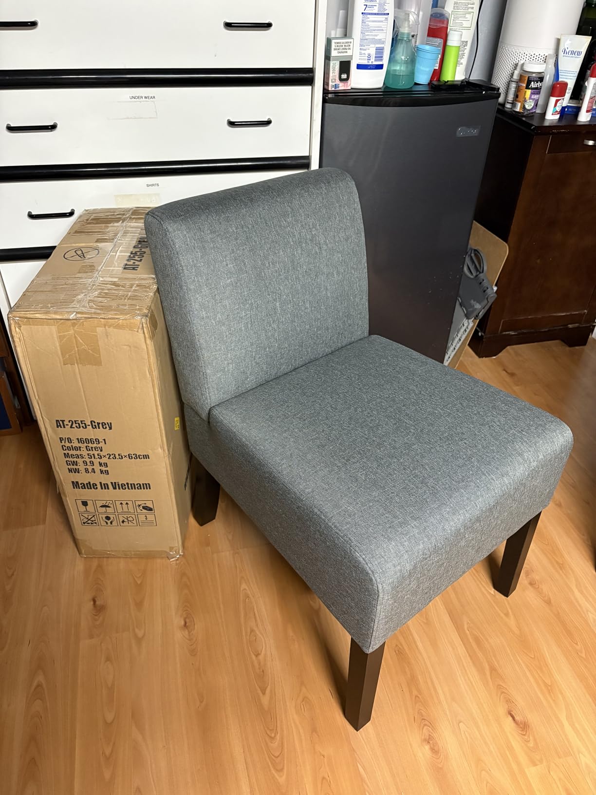 BestMassage | Armless Chair | Grey | Pack of 1 | Hard Wood Accent Chair customer photo 1