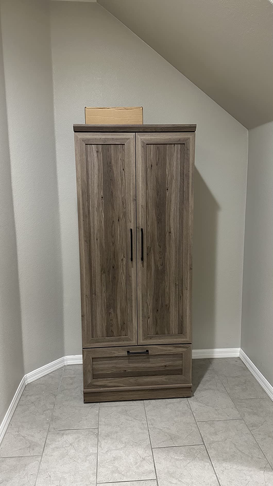 Sauder HomePlus Wardrobe/Storage Cabinet, Spacious Hidden Storage, Wardrobe Armoire, 29.1x20.9x71.2 - Soft White Finish customer photo 2