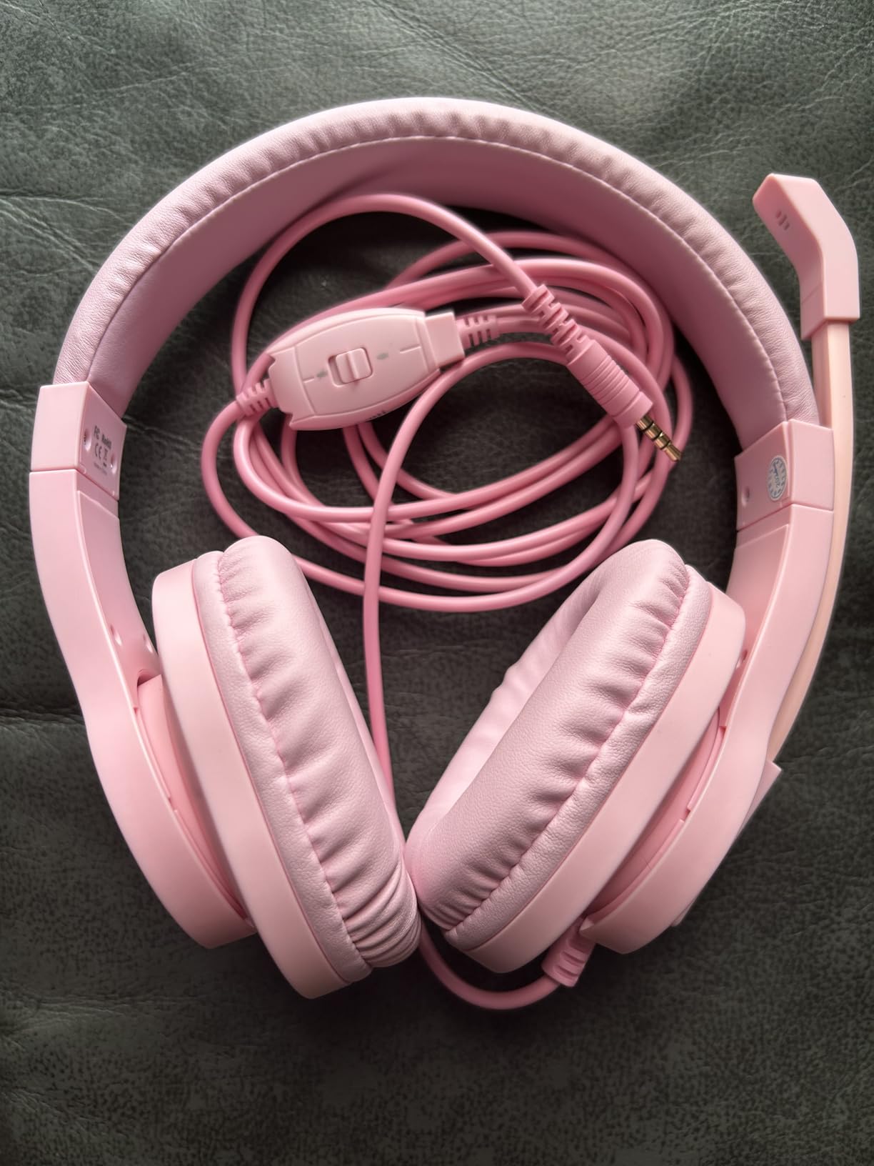 Gaming Headset for Xbox One, PS4, PS5, Nintendo Switch, Bass Surround and Noise Cancelling 3.5mm Over Ear Headphones with Mic for Laptop PC Smartphones, Pink customer photo 1