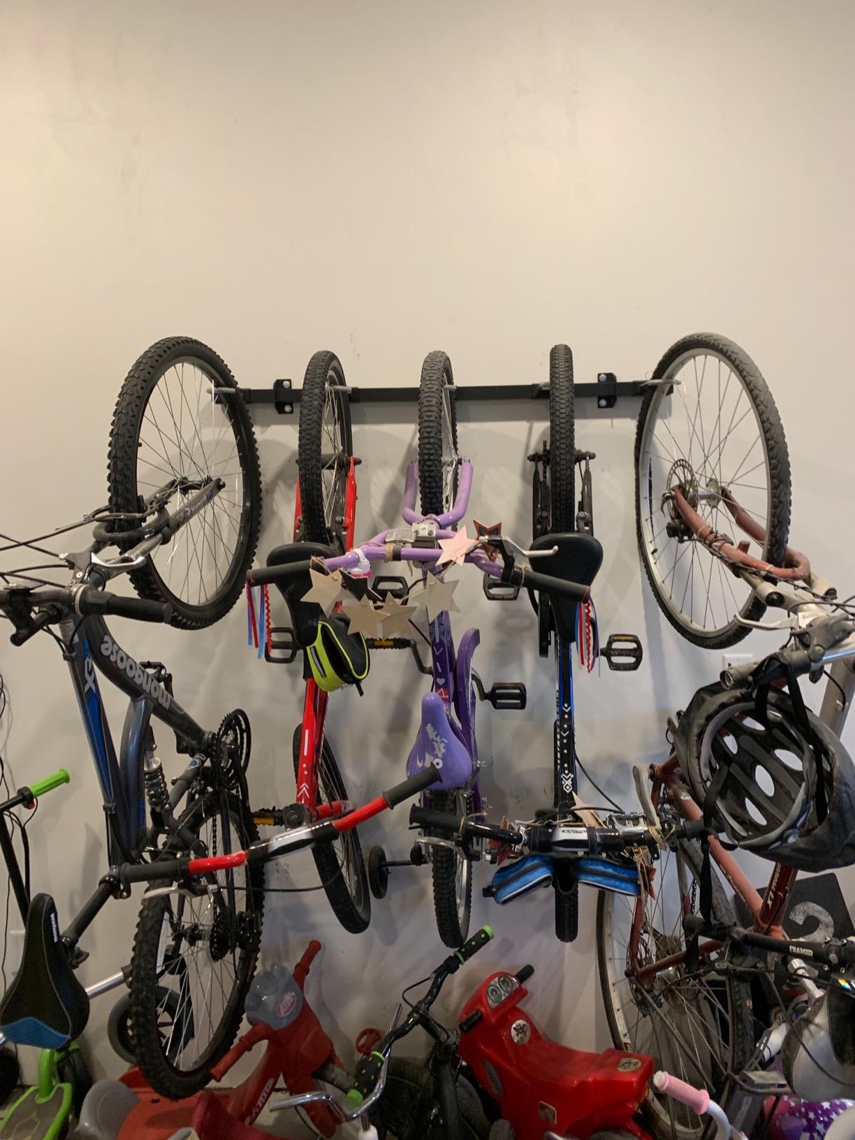 StoreYourBoard Bike Storage Rack – Heavy Duty Garage Bike Rack for 5 Bicycles, Space-Saving Vertical Bike Rack, Adjustable Wall Bike Mount for Garage Organizer, Bicycle Hanger, Holds 300 lbs customer photo 2
