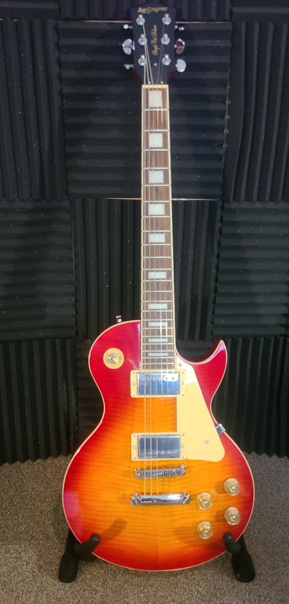 Leo Jaymz SC Series Electric Guitar – Mahogany Body, Laurel Fingerboard, Dual Humbuckers, Tune-O-Matic Bridge, C Neck, 18:1 Tuners (Skull) customer photo 1
