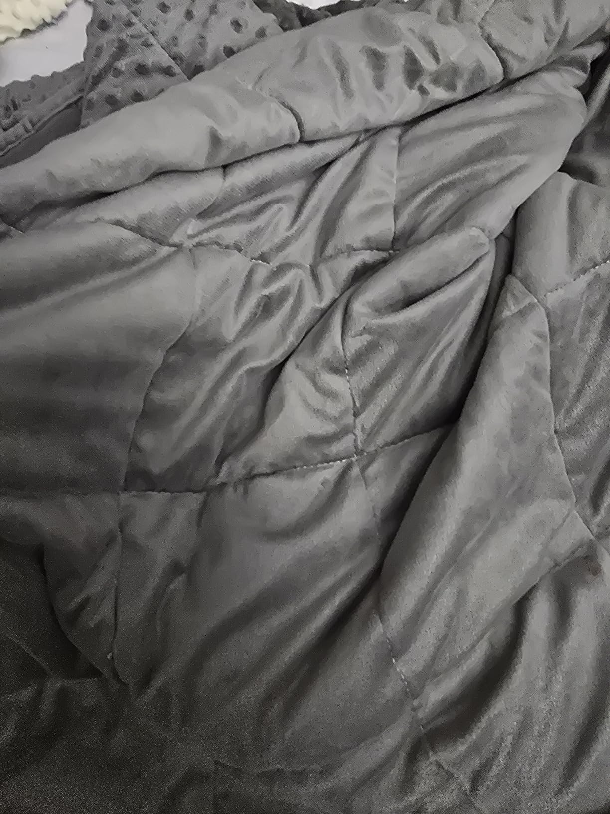 ALANSMA Reversible Weighted Blanket for All Season, Luxury Velvet, Warm and Cool, Adult 15Lb Grey Weighted Blanket, Enjoy Sleeping Anywhere(Grey,60