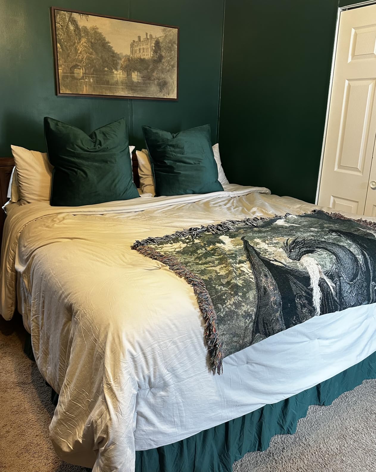 Wrap Around Queen Bed Skirt, Easy Fit Elastic Belt, 16 Inch Drop, White customer photo 2