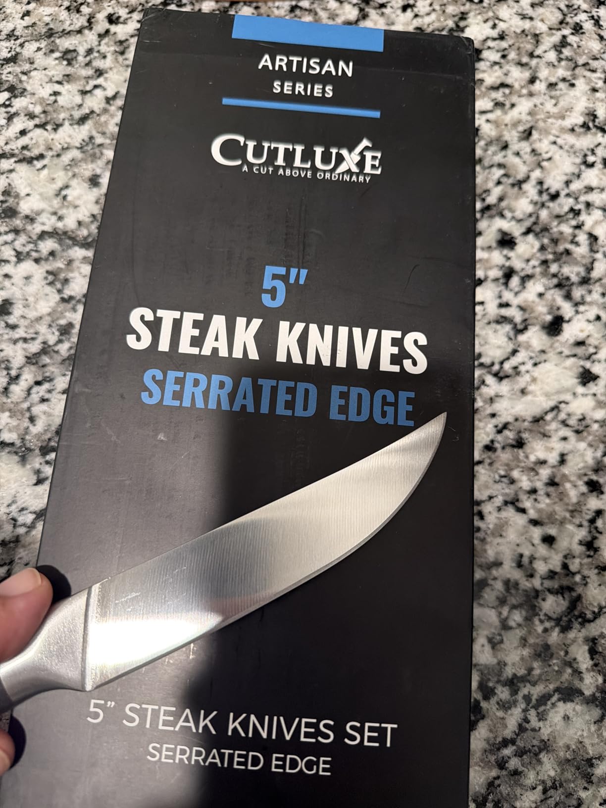 Cutluxe Steak Knives Set of 4 – Serrated German Steel, Pakkawood Handle customer photo 1