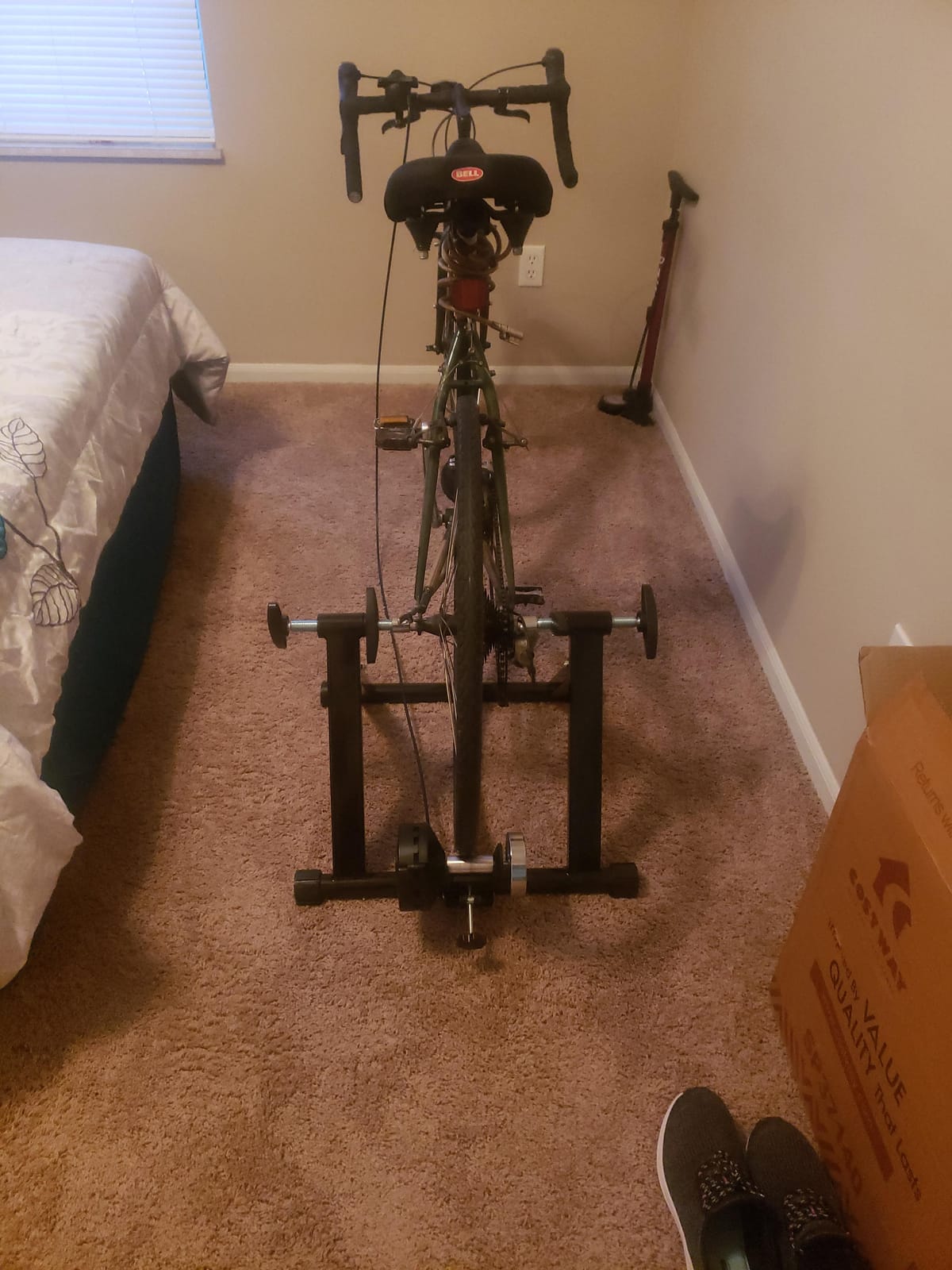 Goplus Bike Trainers for Indoor Riding, Folding Stationary Bike Stand with Magnetic Flywheel for Bicycle Cycling Training, 26’’ - 28’’ Wheels Road & Mountain Bikes customer photo 1