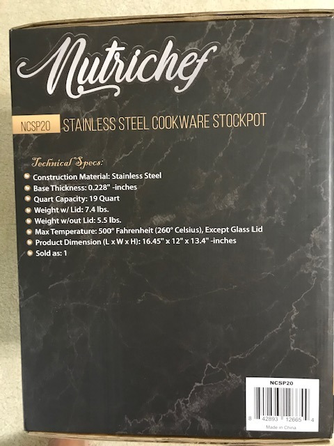 NutriChef 19-Quart Stainless Steel Stockpot – 18/8 Food Grade Heavy-Duty Induction-Compatible Pot with See-Through Lid, Ideal for Stews, Broths, Simmering & Soups, Dishwasher Safe – NCSP20 customer photo 1
