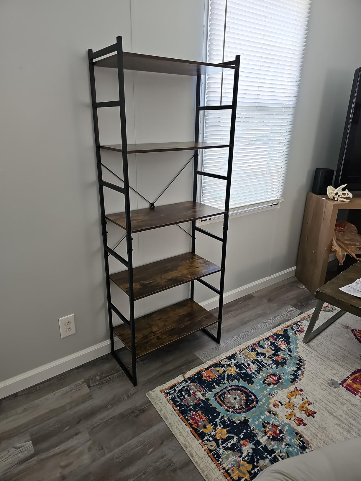 NUMENN 5 Tier Bookshelf, Tall Freestanding Open Storage Bookcase, Vintage customer photo 2