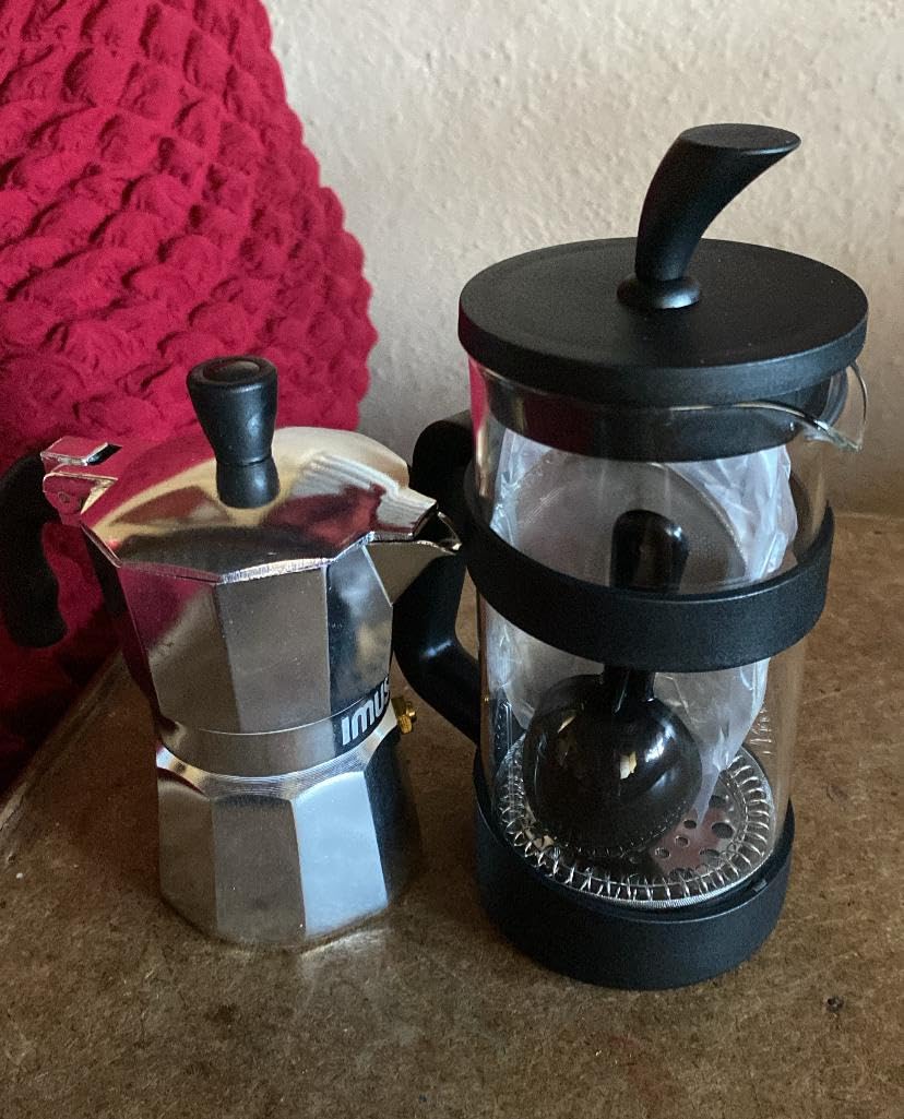 RAINBEAN Mini French Press Coffee Maker, 12 oz, Camping Coffee Press Pot, Small French Press, Tea and Frothed Milk Press (Black, 12 oz) customer photo 2