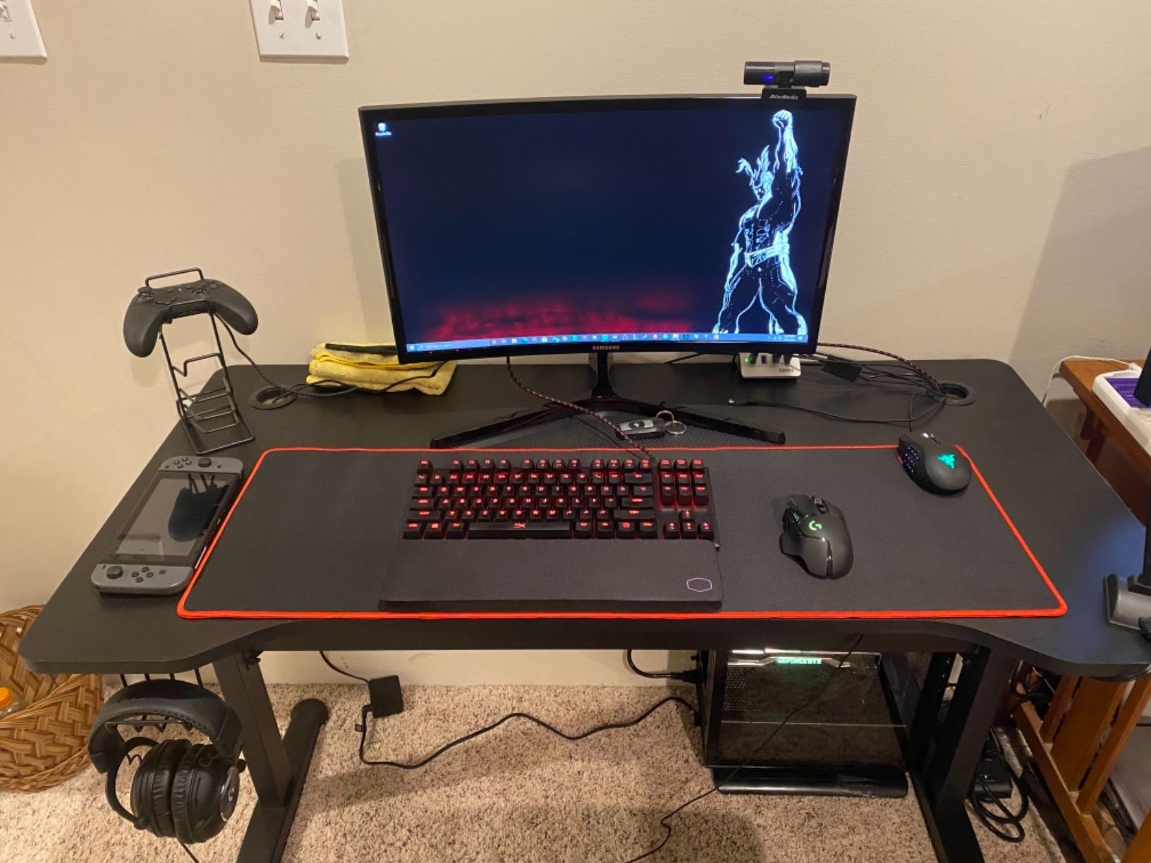 FDW 47 Inch Gaming Desk with Large Desktop Computer Desk Student PC Desk Extra Large Modern Ergonomic Racing Style Table Workstation for Adult Teens,Black customer photo 1