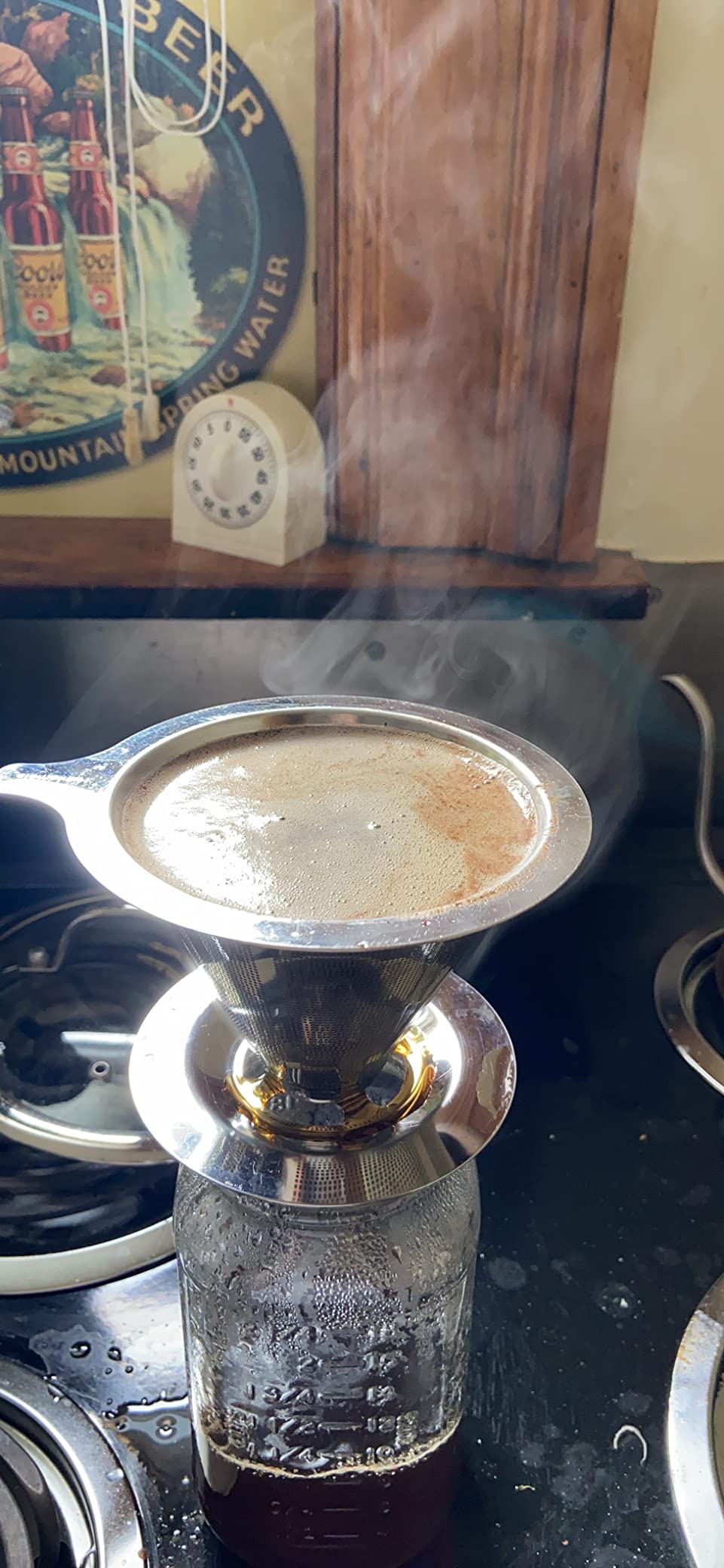 Hanlomele Pour Over Coffee Dripper, Paperless Reusable Coffee Filter, Pour Over Coffee Maker for Single Cup Brew, Double Mesh Design of Stainless Steel Cone Filter for Perfect Extraction (1-2 Cup) customer photo 2