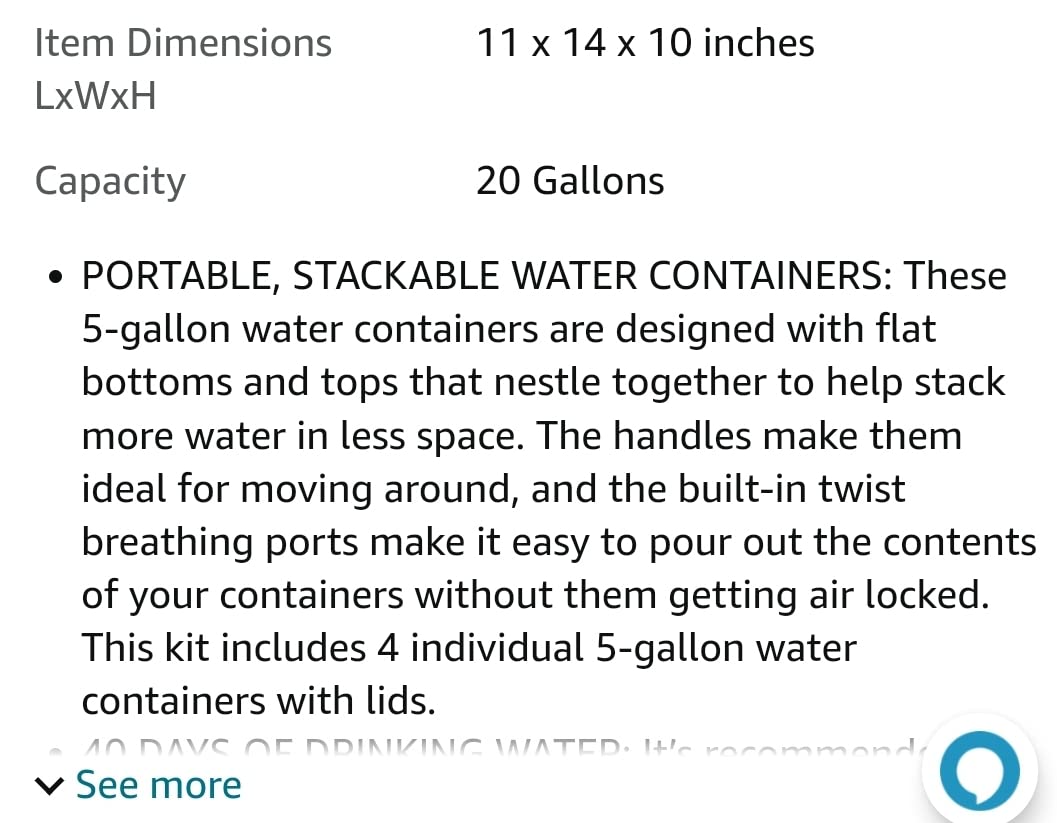 5-Gallon Stackable Water Storage Containers, Emergency Water Storage for Camping and Disaster Preparedness, 30 Gallons customer photo 2