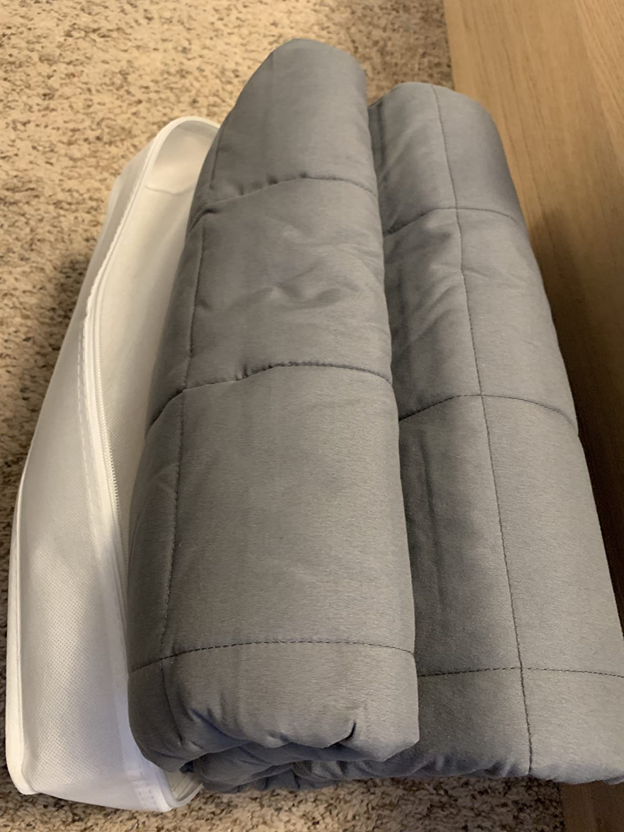 BB BLINBLIN Cooling Weighted Blanket Heavy Blanket, Calm and Sleep, Premium Soft and Comfortable Material and Glass Beads (Dark Grey, 60''x80'' 17lbs), Suit for Adult (~160lb) Use on Queen/King Bed customer photo 2