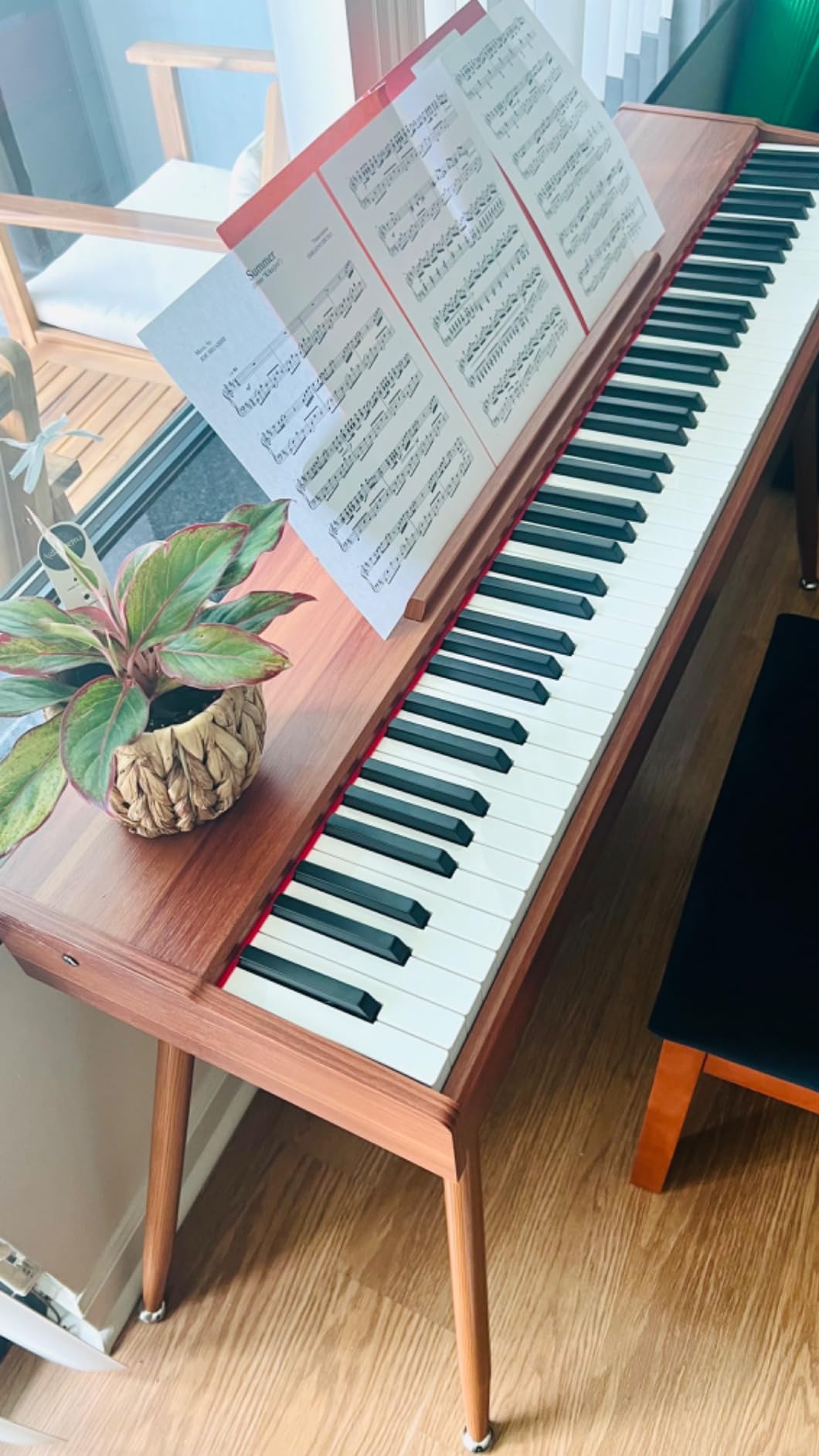 Donner DDP-80 Digital Piano 88 Key Weighted Keyboard, Full-size Electric Piano for Beginners, with Sheet Music Stand, Triple Pedal, Power Adapter, Supports USB-MIDI Connecting, Retro Wood Color customer photo 2
