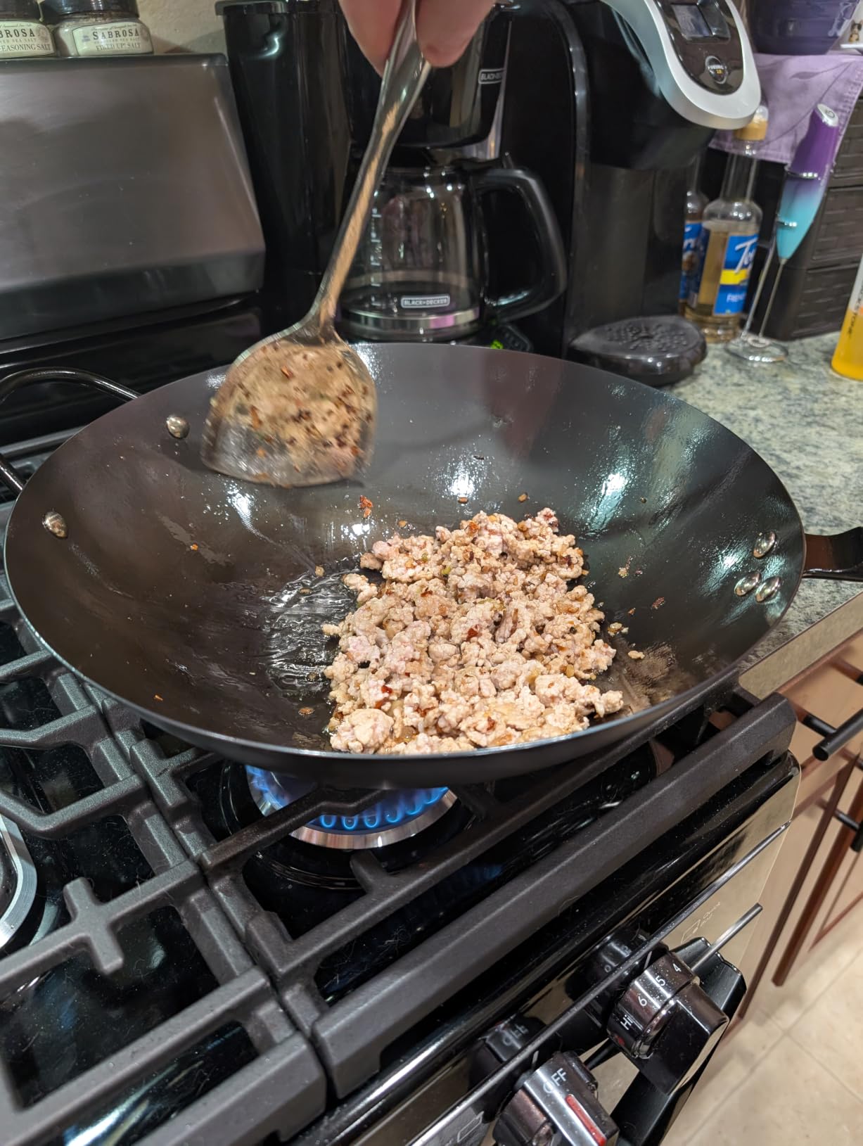Babish 14 Inch Carbon Steel Wok Pan, Flat Bottom Stir Fry Pan, Induction customer photo 1