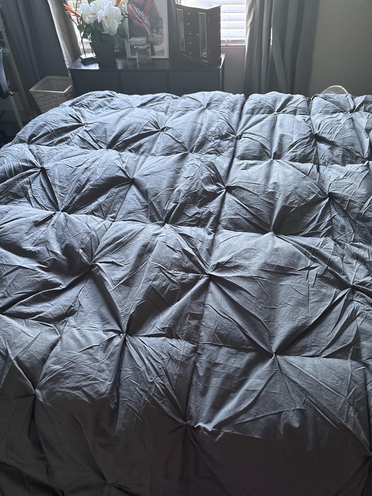 Three Geese Pinch Pleat Waterfowl Feathers and Down Comforter Palatial King Size Duvet Insert,750+ Fill Power,1200TC 100% Cotton, Premium All Seasons White Warm Hotel Comforter with 8 Tabs. customer photo 1