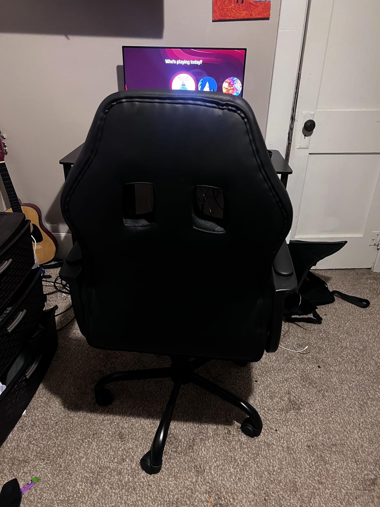 Gaming Chair PC Computer Chair Office Chair for Adult Teen Kids, Ergonomic PU Leather Gamer Chair with Lumbar Support High Back Adjustable Rolling Swivel Desk Chair, Black customer photo 1