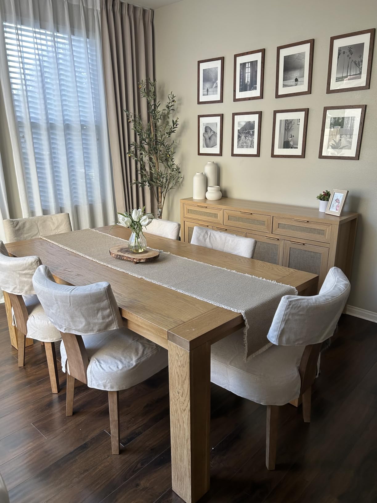 HNY Mid Century Modern Dining Chairs Set of 4, Farmhouse PU Leather Upholstered Accent Chair Curved Backrest Kitchen Chairs, with Hardwood Frame, Grey customer photo 1