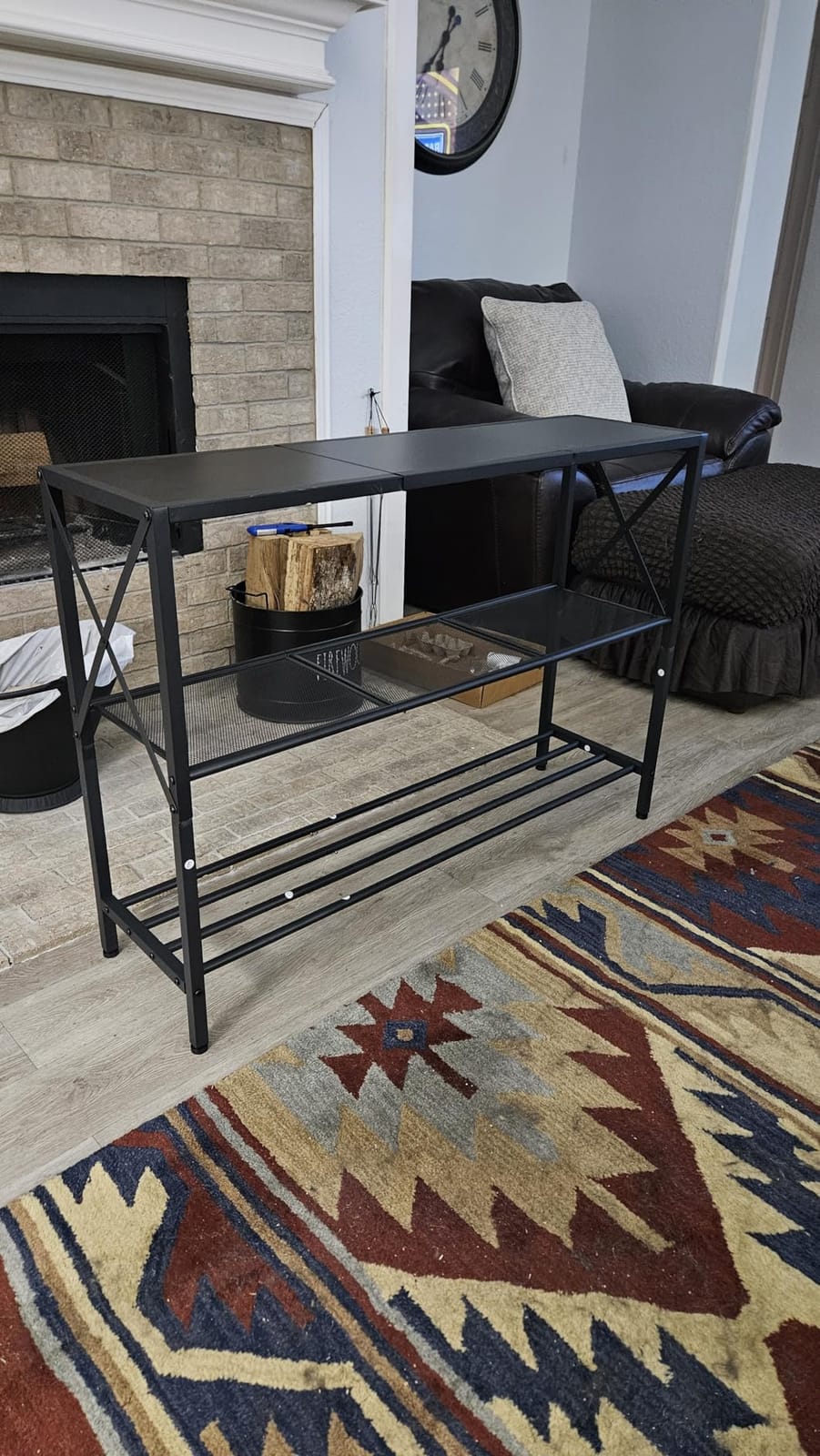 Hoctieon Industrial Console Table, 3 Tier Entryway Table, Hallway Table, Narrow Sofa Table with Shelves, Entrance Table for Entryway, Living Room, Foyer, Office, Black customer photo 2