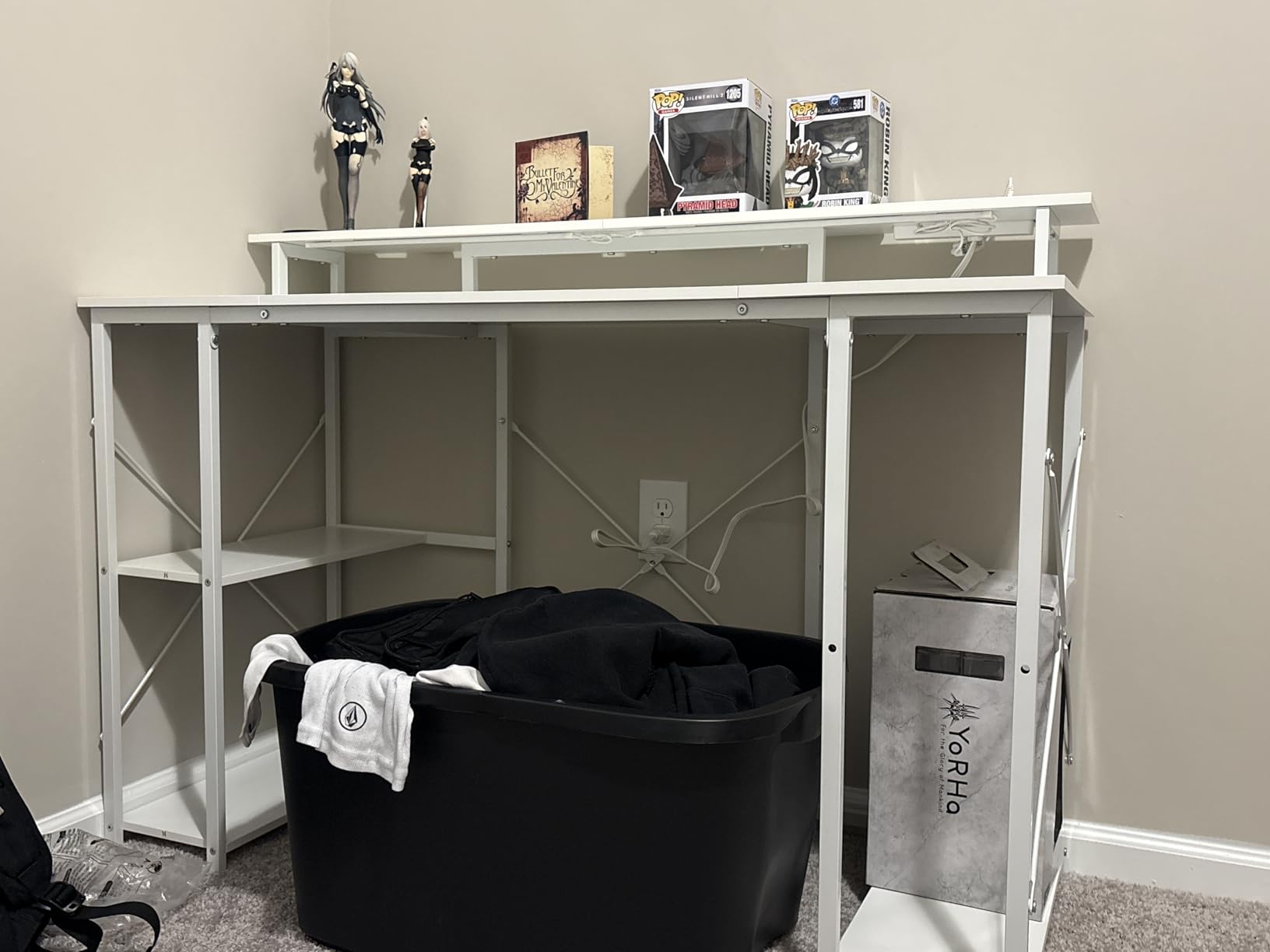 ODK 48 Inch Gaming Desk with LED Lights & Storage Shelves, Black customer photo 1