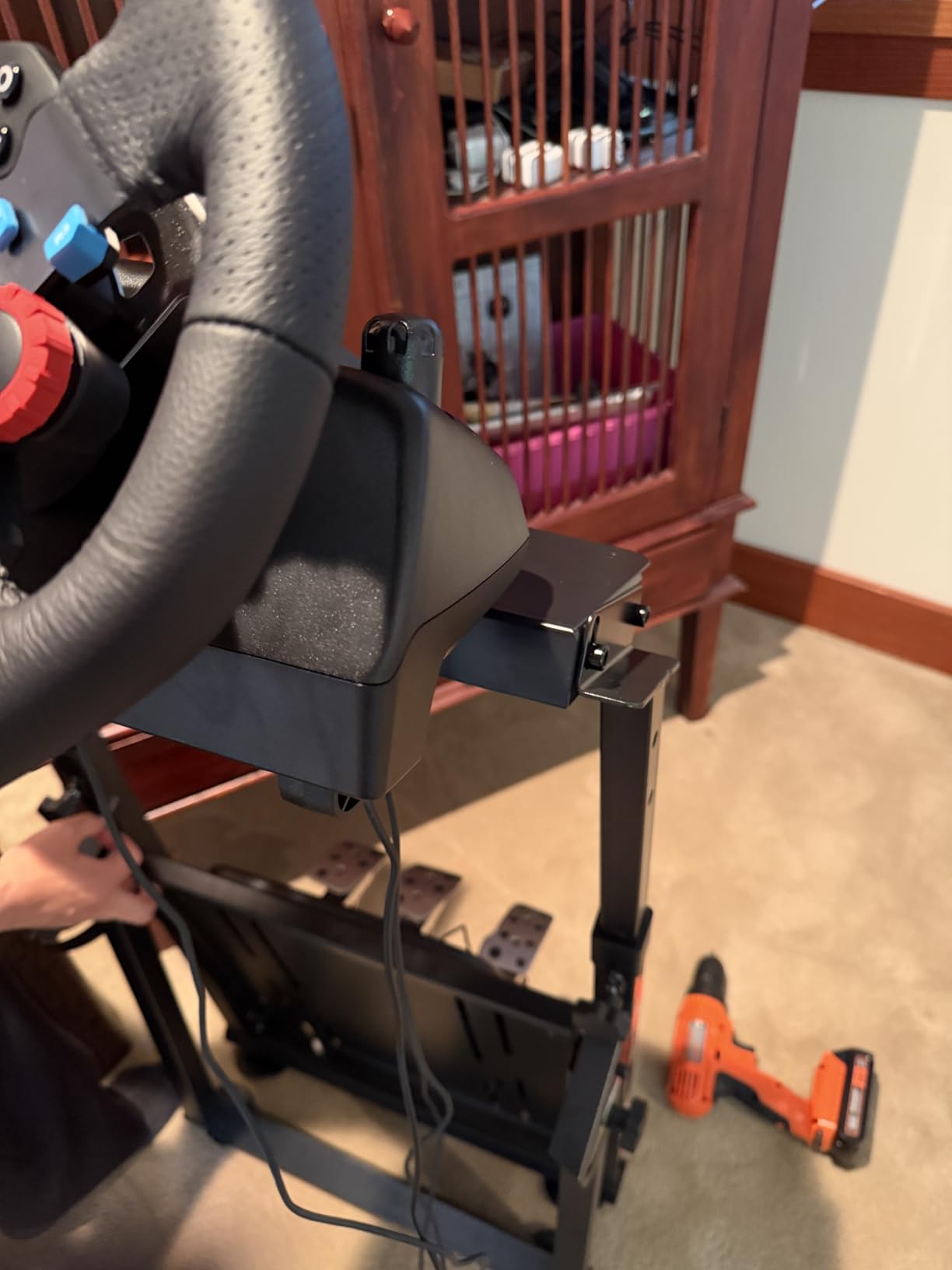 GTPLAYER Sim Racing Wheel Stand Simulator Cockpit Wheel Stand Racing Steering Shifter Mount fit for Logitech G25 G27 G29 G920 G923 Thrustmaster T330TS Gaming Stand Wheel Pedals NOT Included, Black customer photo 2