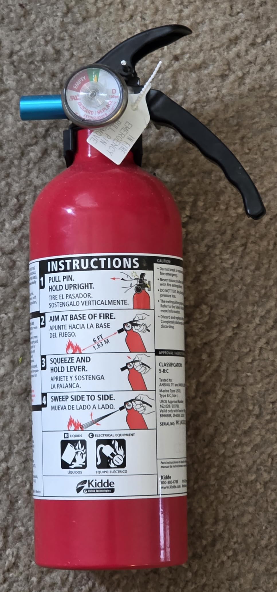 Kidde Basic 5 Fire Extinguisher for Home, 5-B:C, FA5G customer photo 2
