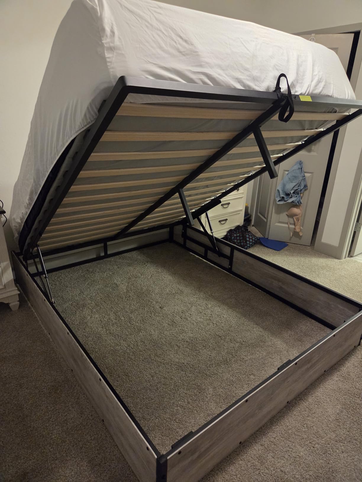 LUXOAK Queen Size Bed Frame with Lift Up Storage, Black customer photo 1