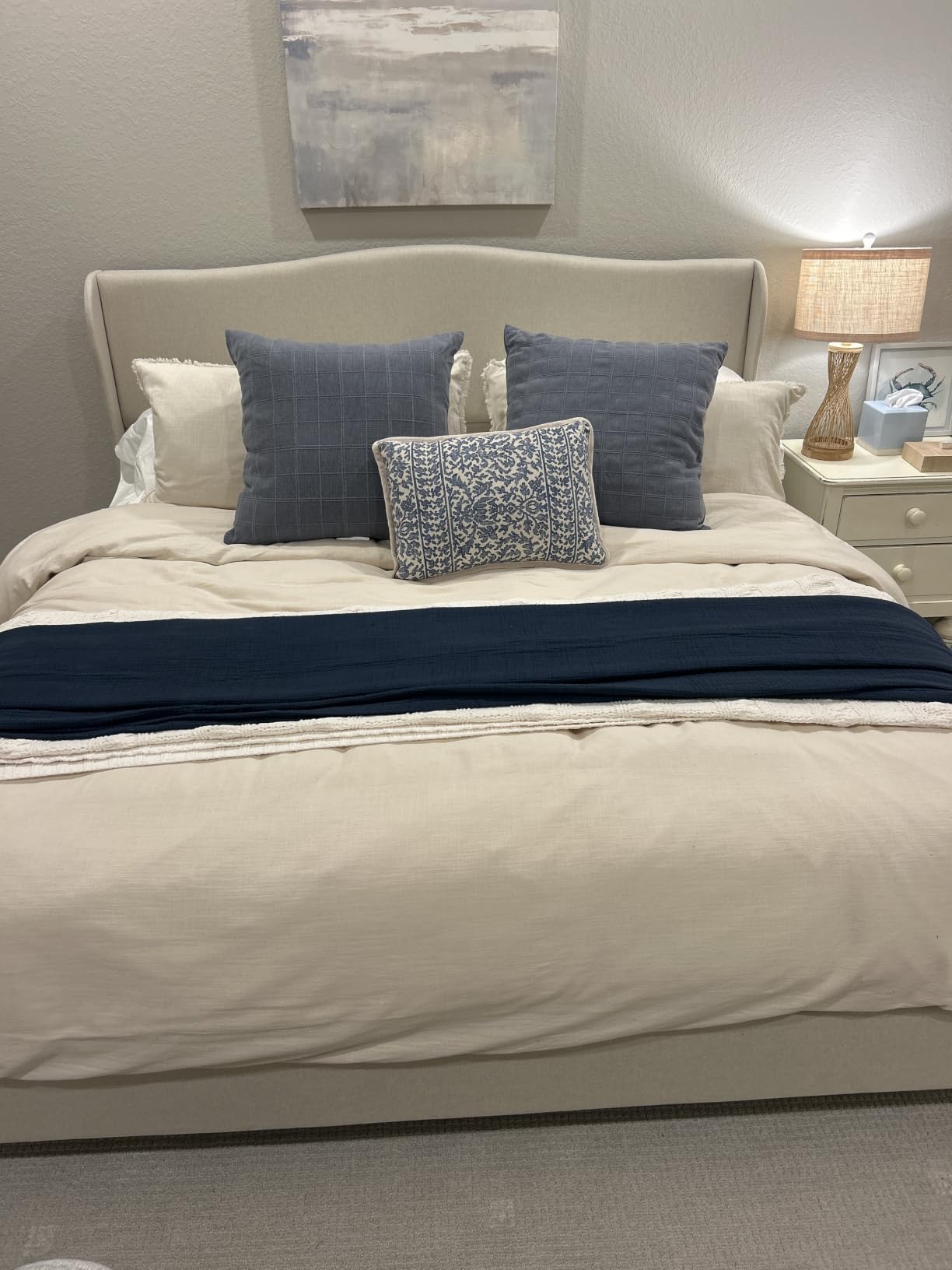 koorlian King Size Bed Frame Upholstered Platform Bed with 51