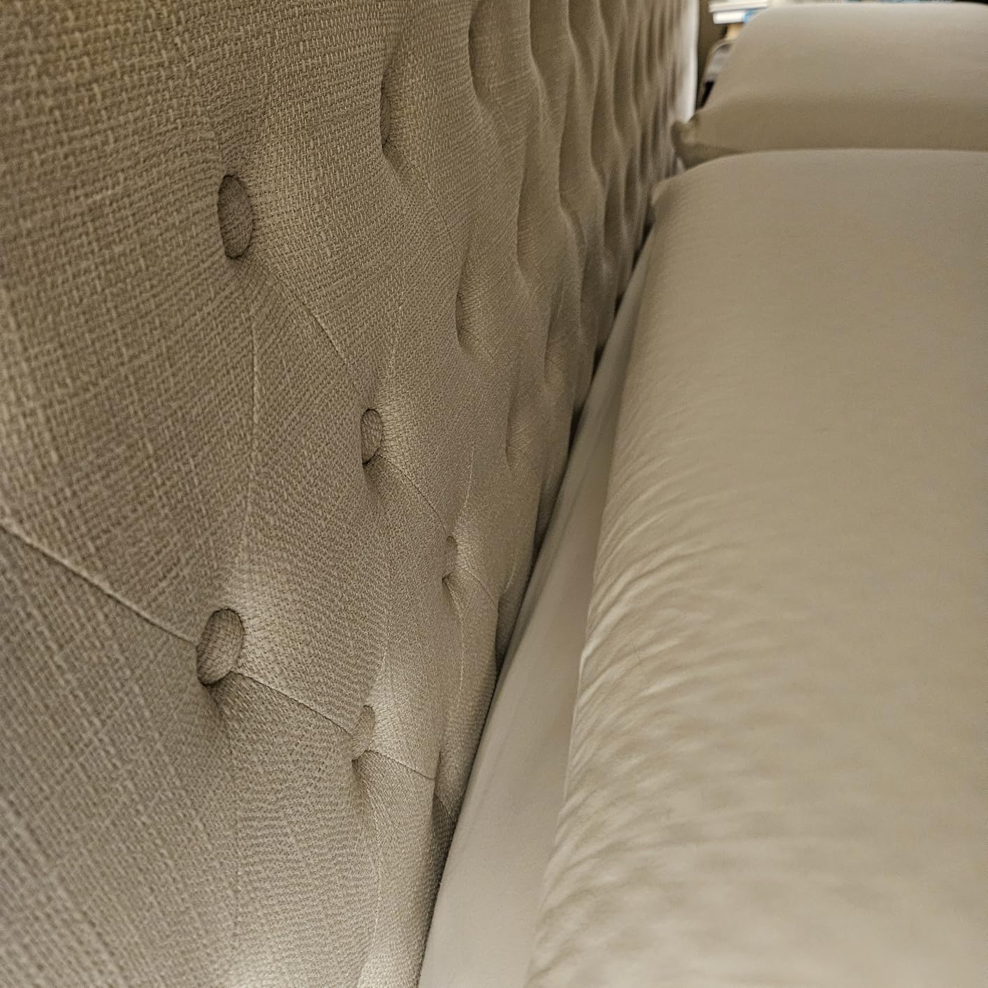 Furpopup Linen King Size Headboard Only, Upholstered Wall Mount, Ivory customer photo 1