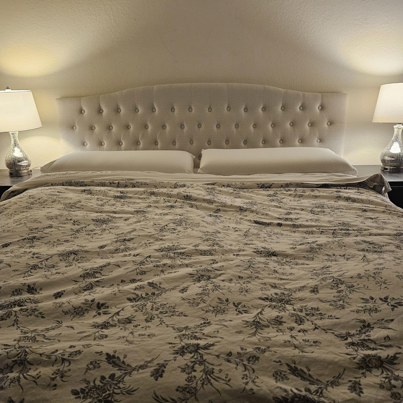 Furpopup Linen King Size Headboard Only, Upholstered Wall Mount, Ivory customer photo 2