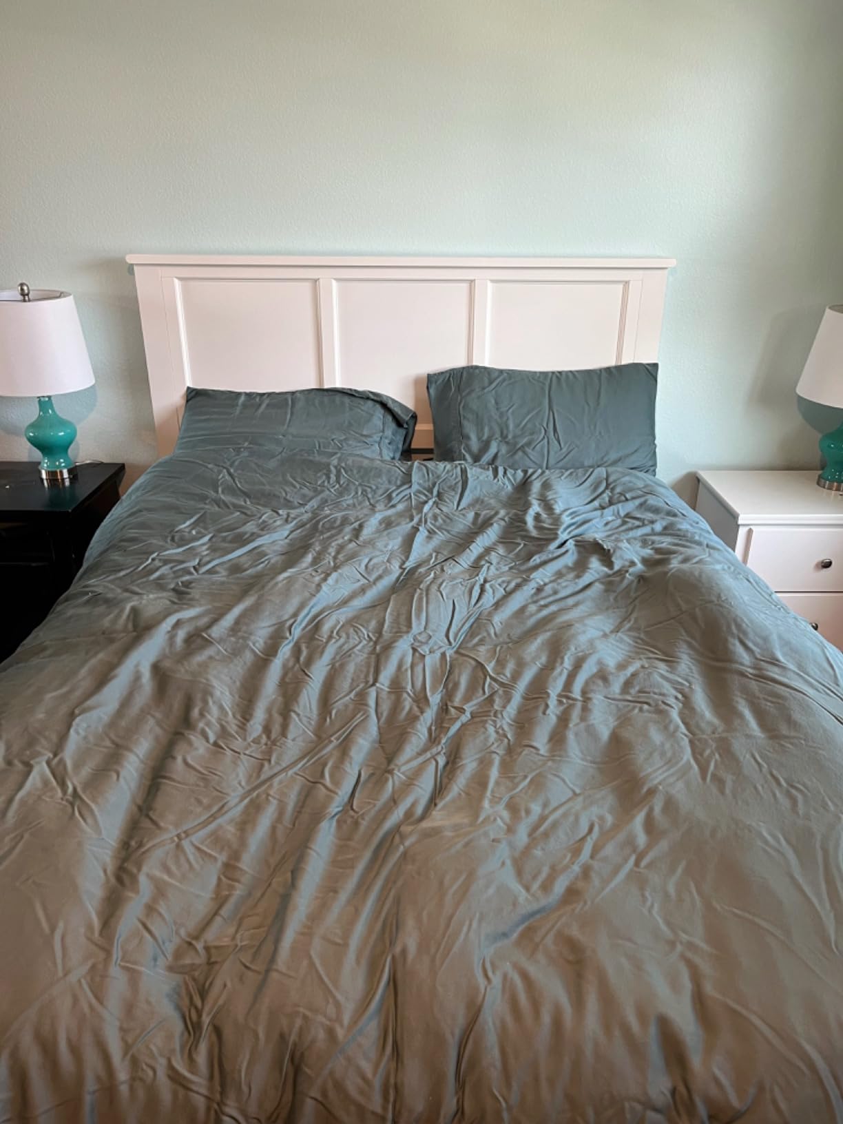 Olive + Crate Cooling Tencel Duvet Cover Set, Queen, Basalt Blue, 3 Piece customer photo 2