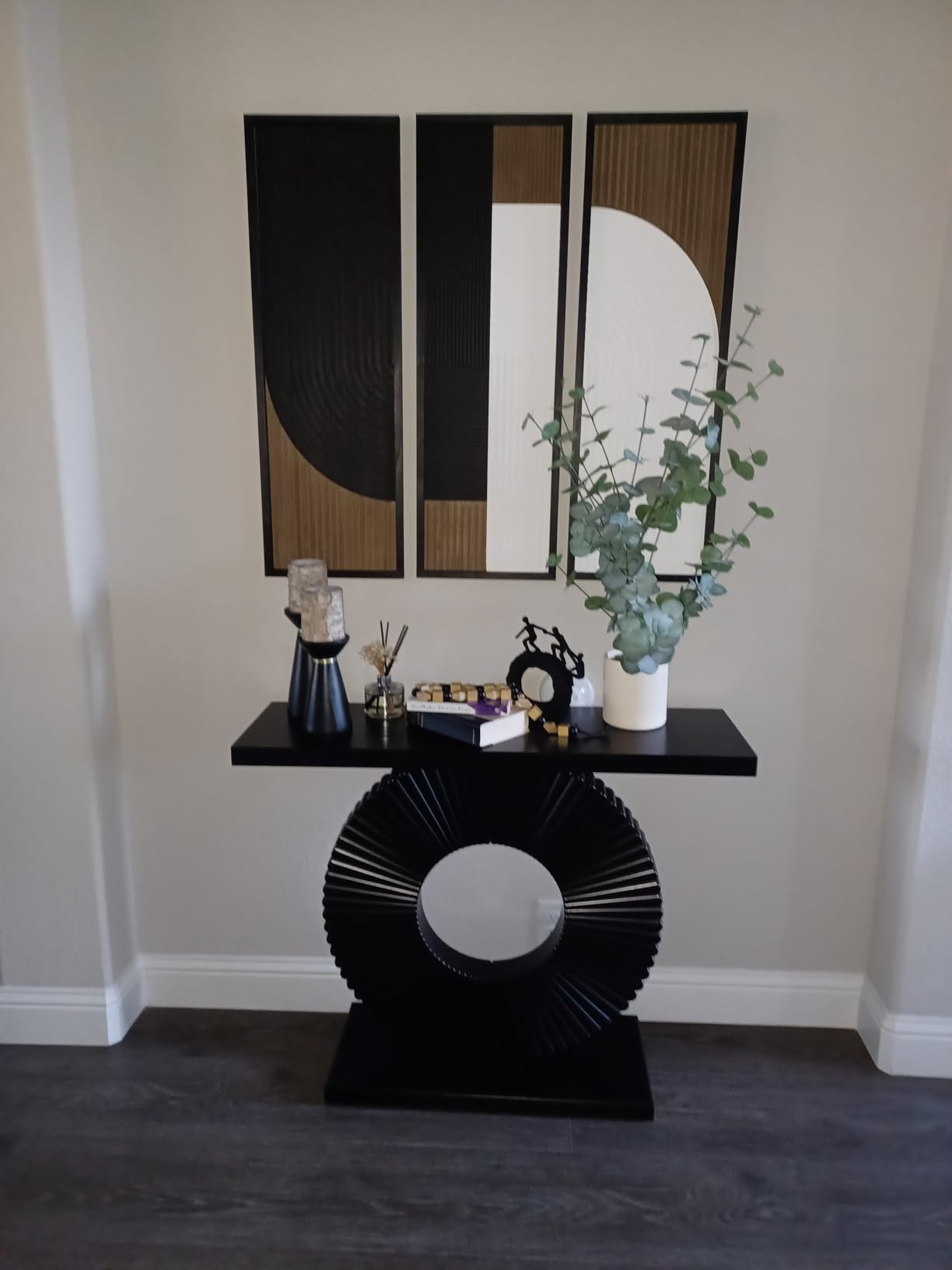 Tribesigns Modern Console Table with Geometric Base, 40 inch Wood Entryway Table Sofa Table Narrow Long, Contemporary Accent Table for Living Room, Entryway, Hallway, Black customer photo 1